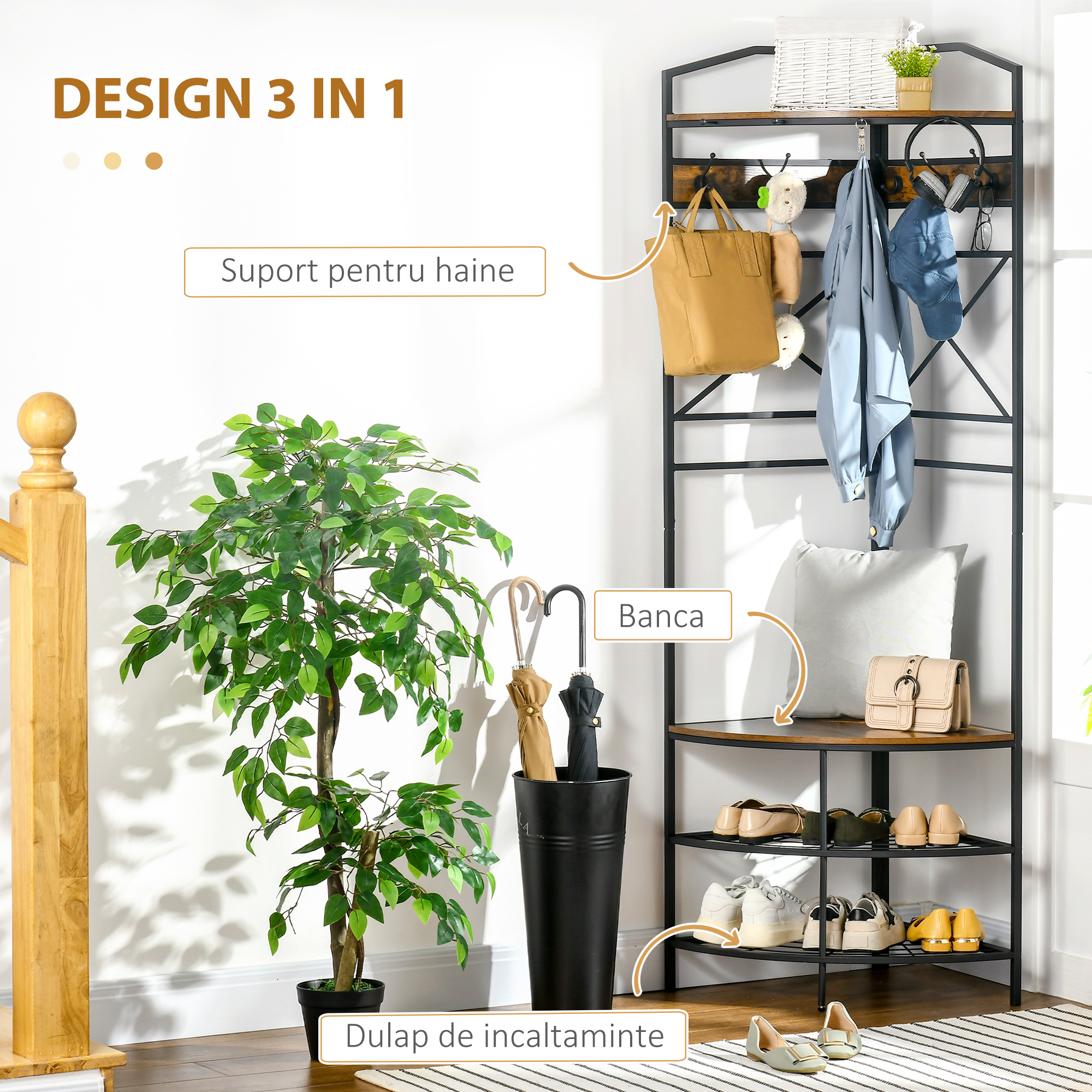  Suport Haina Colt - Banca, Pantofar & Carlige Stil Industrial [3]