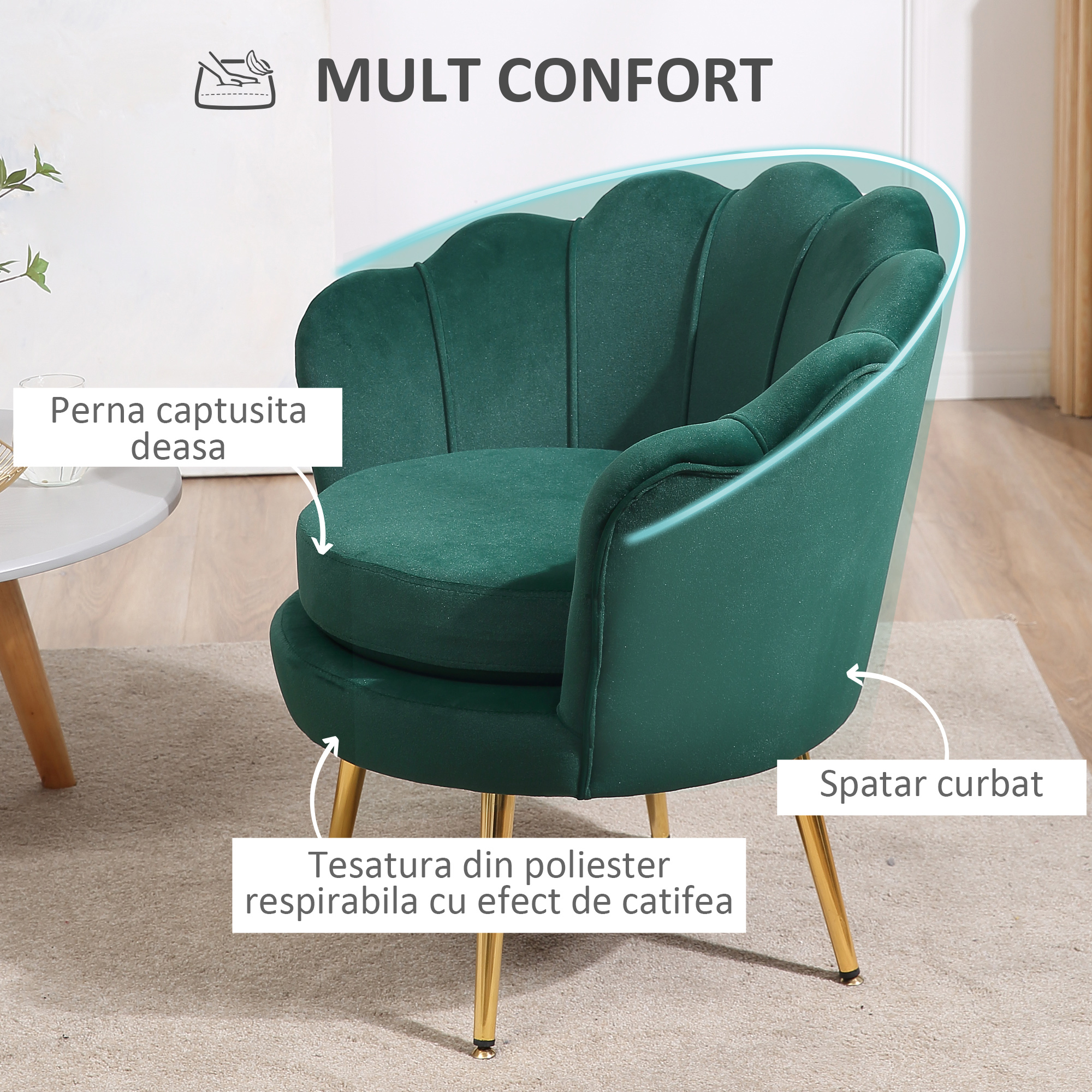  Fotoliu Vintage - Catifea Verde, Design Elegant Dormitor [4]