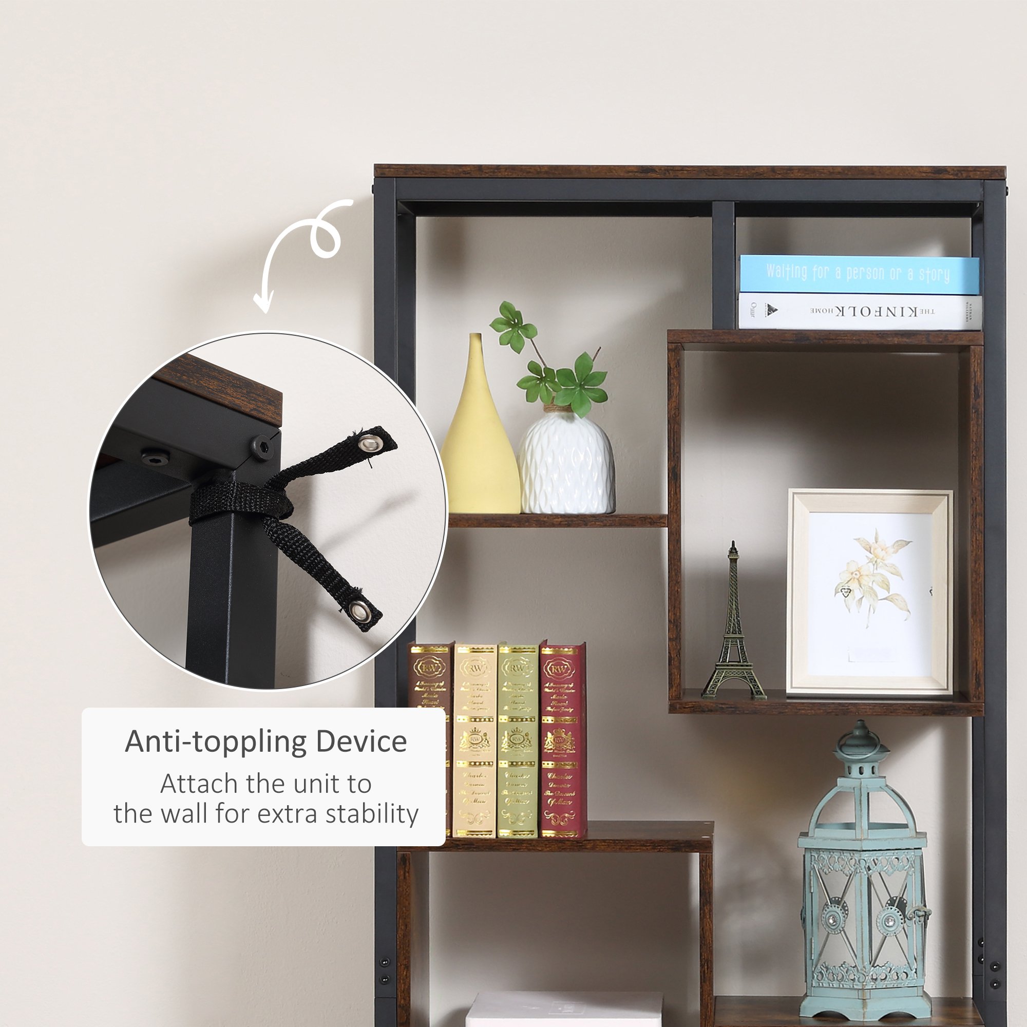  biblioteca stil industrial, 70x30x180cm, maro [5]