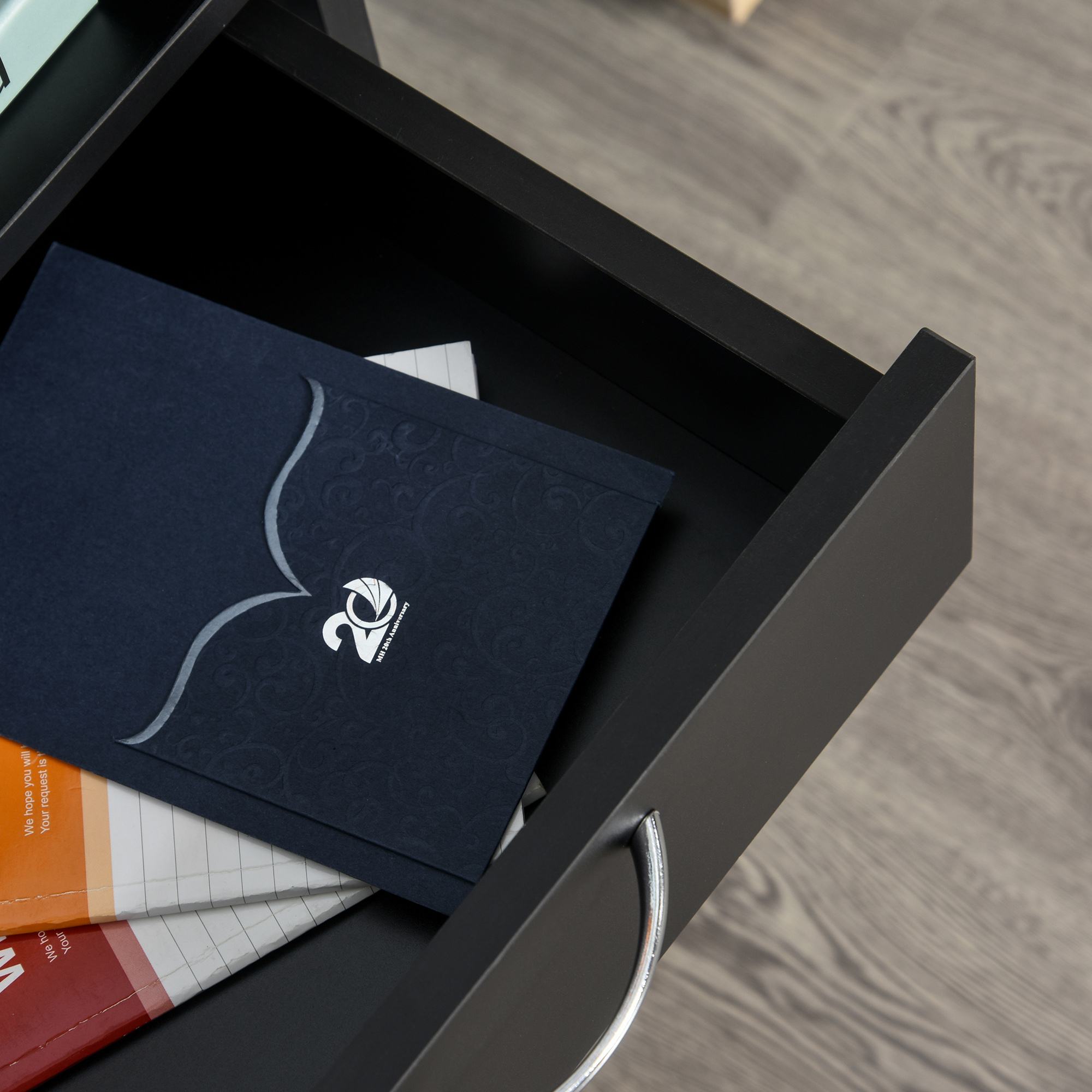  Comoda Birou Neagra - 2 Sertare & 4 Roti Pivotante [8]