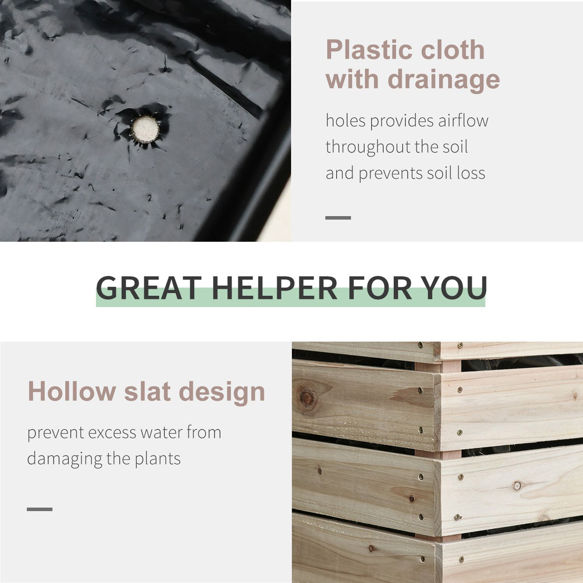  Ghiveci de Gradina Ridicat cu 4 Ghiveci pentru Plante de 50x30x60cm din Lemn [4]