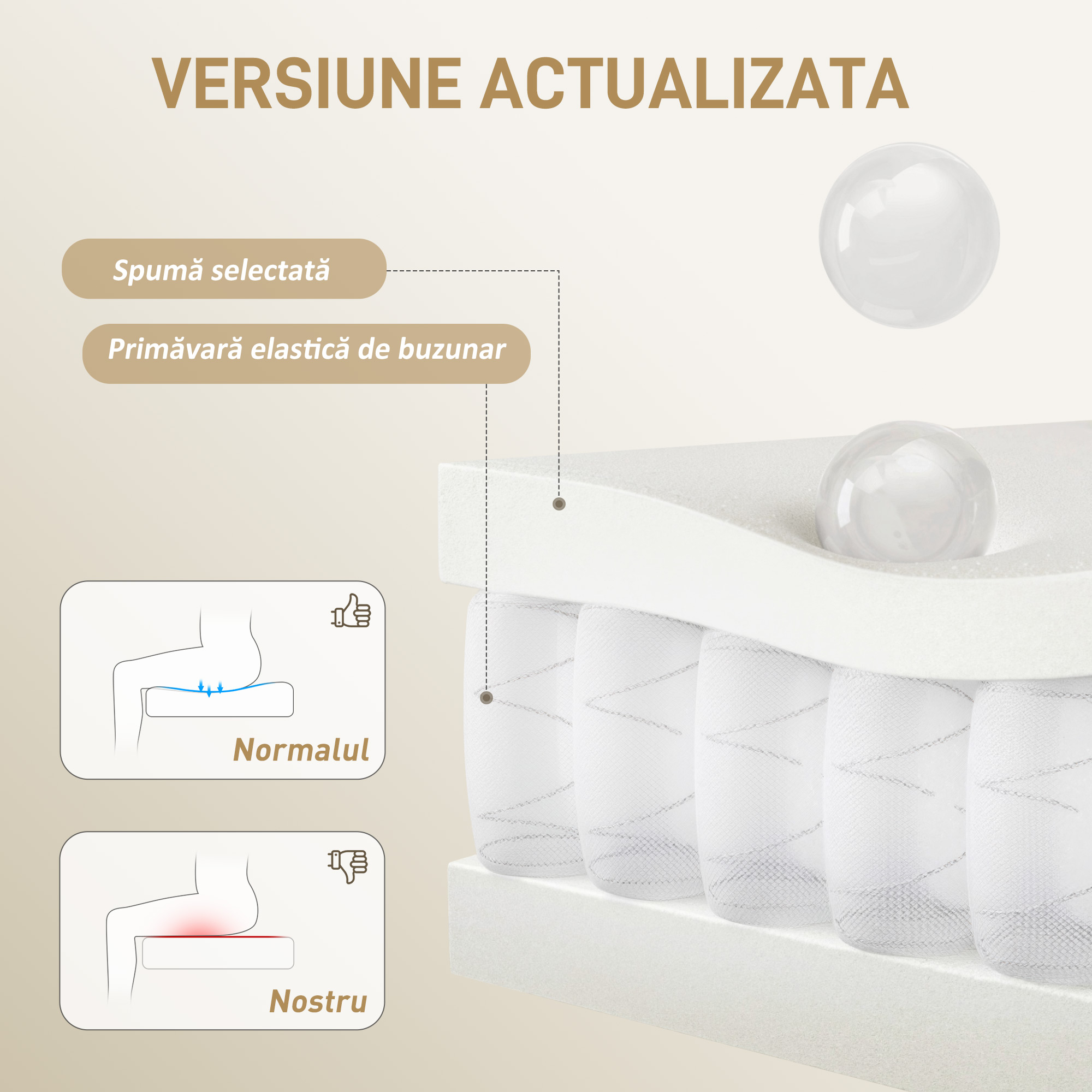 , Scaun de Birou, Cu Suport pentru Picioare si Tetiera, din Piele PU, Spuma si Metal, 76x73x117-125 cm, Crem [3]