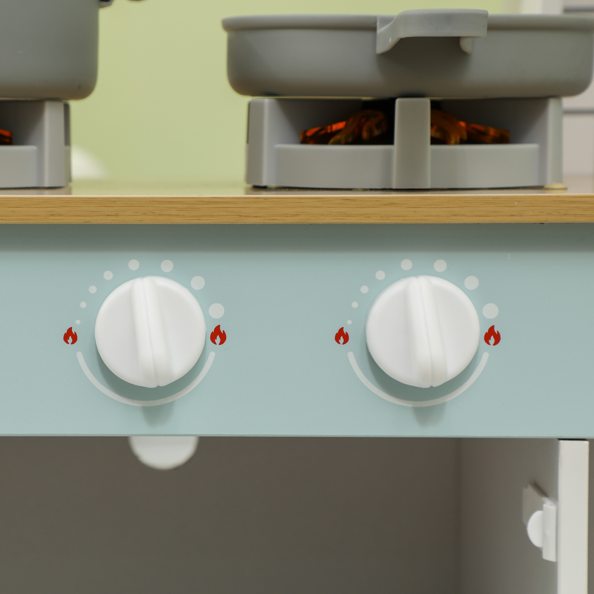  Bucatarie de Jucarie pentru Copii 3+ Ani din Lemn, Aragaz Interactiv, Cuptor si Masina de Cafea, Alb [8]