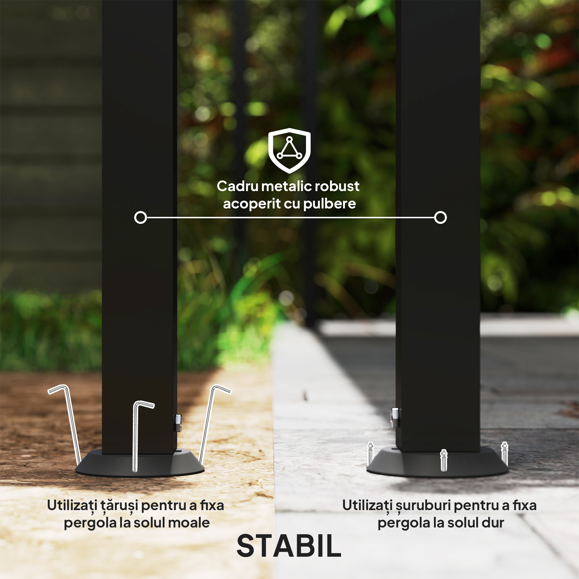 Pergola  Adosata Curbata cu 16 Orificii de Drenaj, din Metal si Poliester, 248x298x200/250 cm, Crem [4]