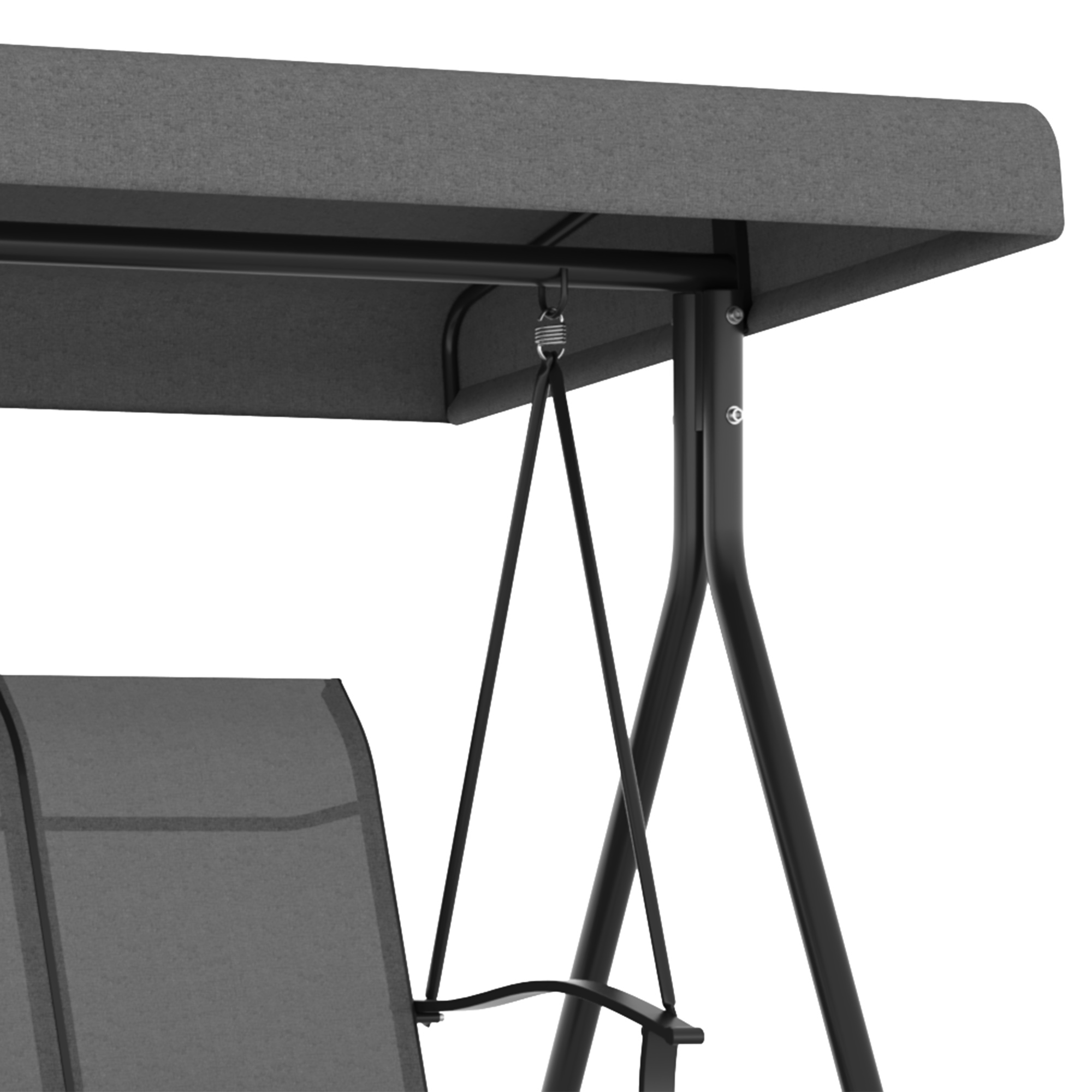  Balansoar de Gradina cu 3 Locuri, Copertina Reglabila si Picioare Anti-alunecare, 195x118x170 cm, Gri inchis [8]