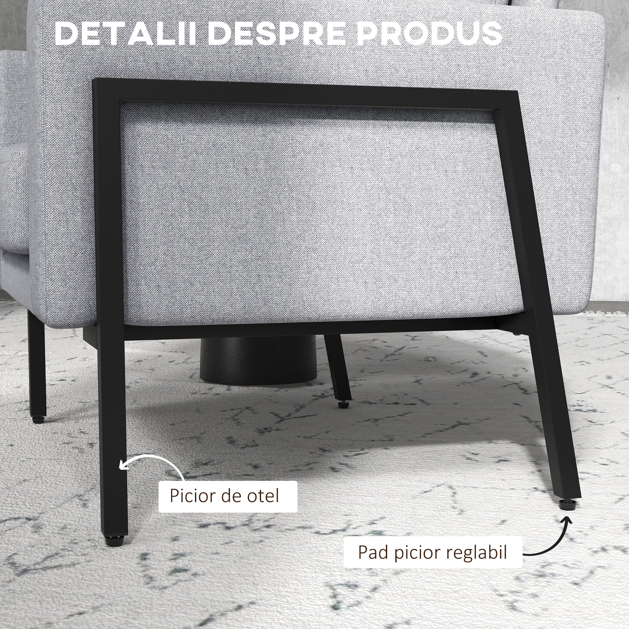  Scaune de Efect Moderne cu Scaun Captusit, Fotoliu Tapitat pentru Dormitor cu Picioare din Otel, Gri Deschis [4]