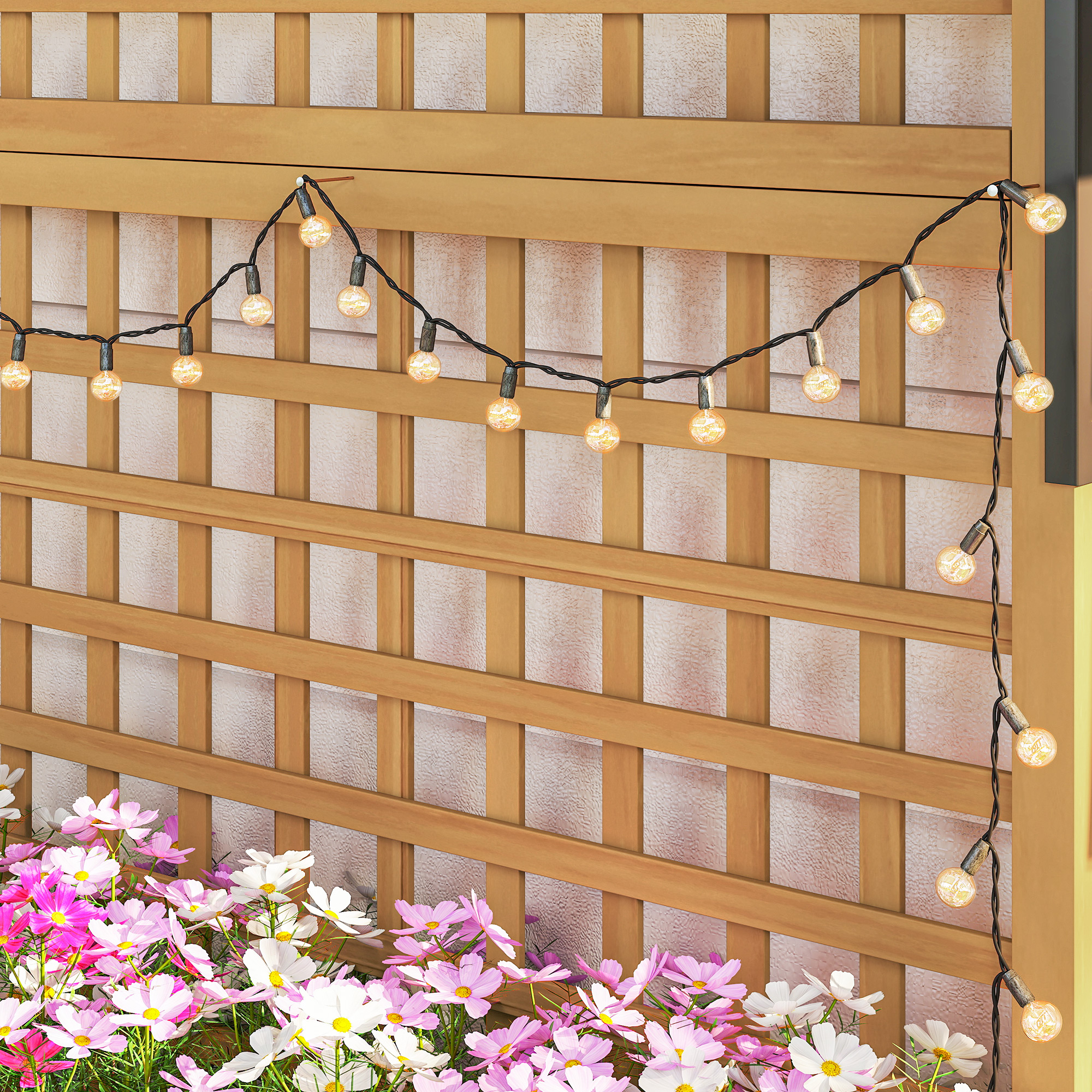  Jardiniera de Gradina cu Spalier pentru Plante Cataratoare din Lemn, 90x45x183 cm, Galben [8]