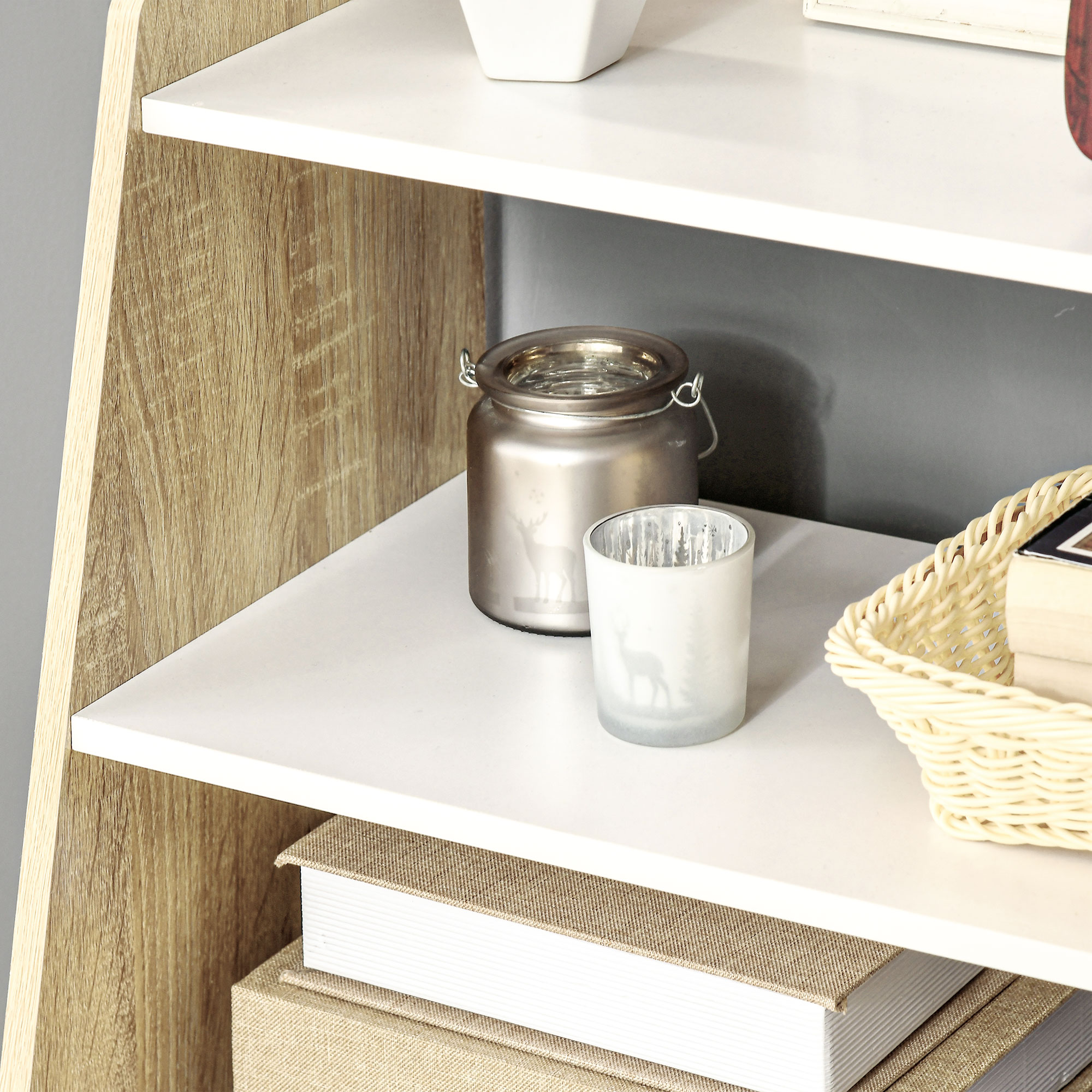  Dulap de depozitare modern , biblioteci cu usi glisante si rafturi deschise pentru sufragerie si camera de joaca, alb, natural [7]