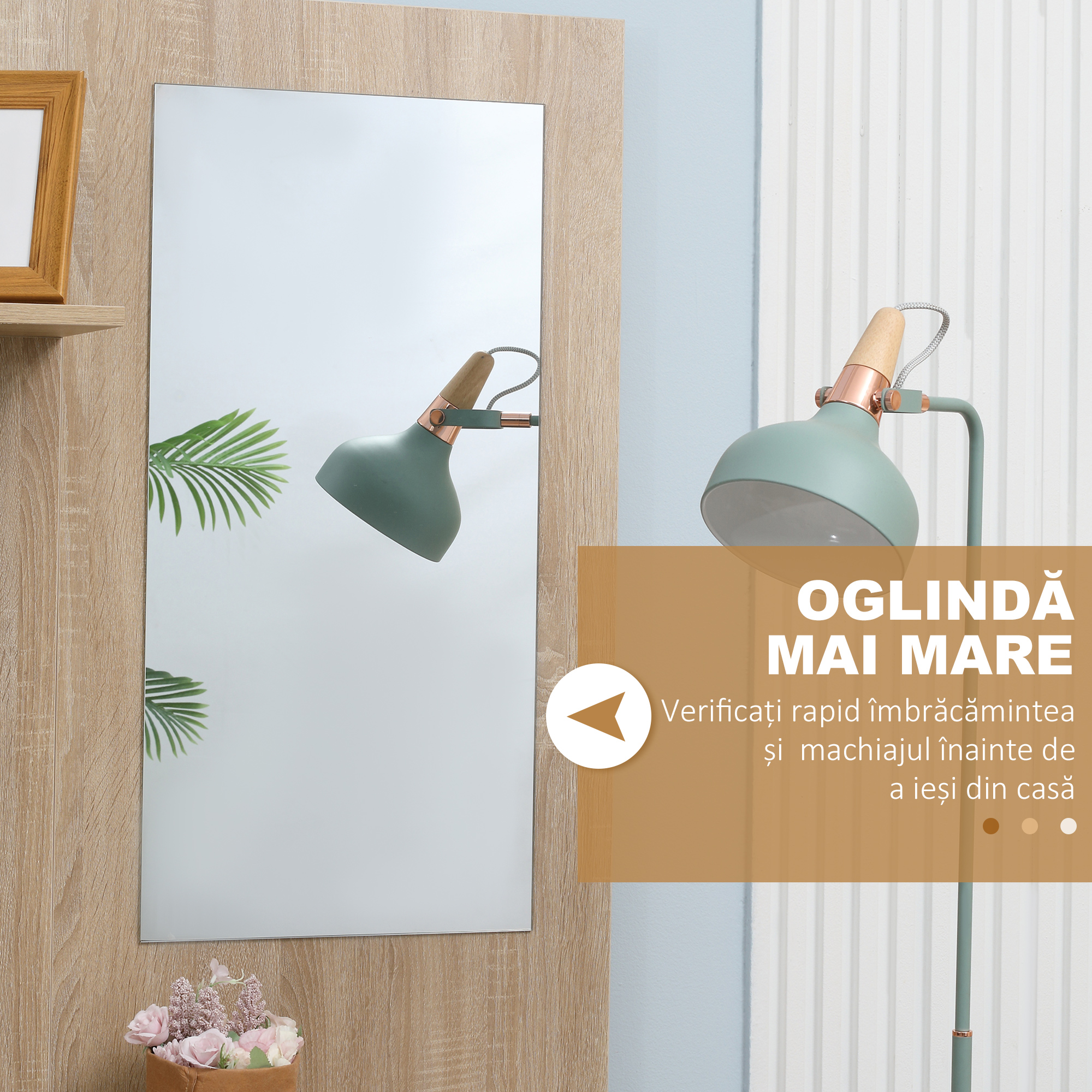  Organizator Intrare cu Oglinda, Montaj Fara Gauri si Sistem Anti-inclinare, Design Robust, 145 x 29 x 184 cm [4]