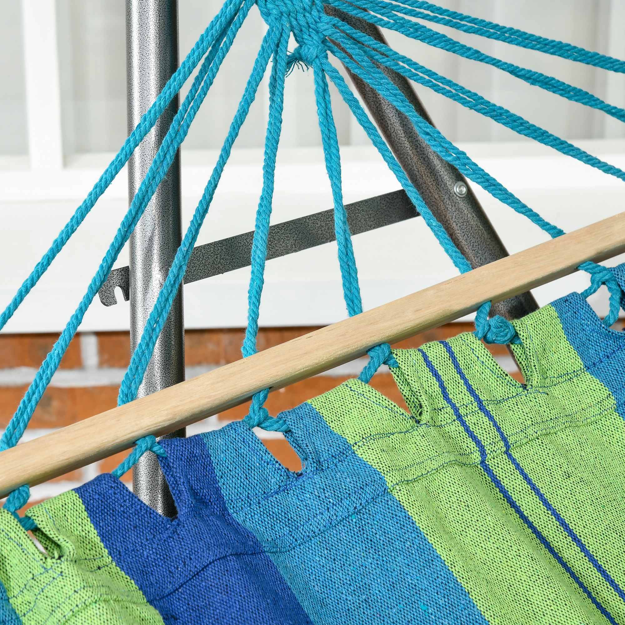  Hamac pentru Exterior cu Arc cu Suport Curbat PLiabil, Material din Bumbac Comfortabil si Cadru de Otel, Negru [7]