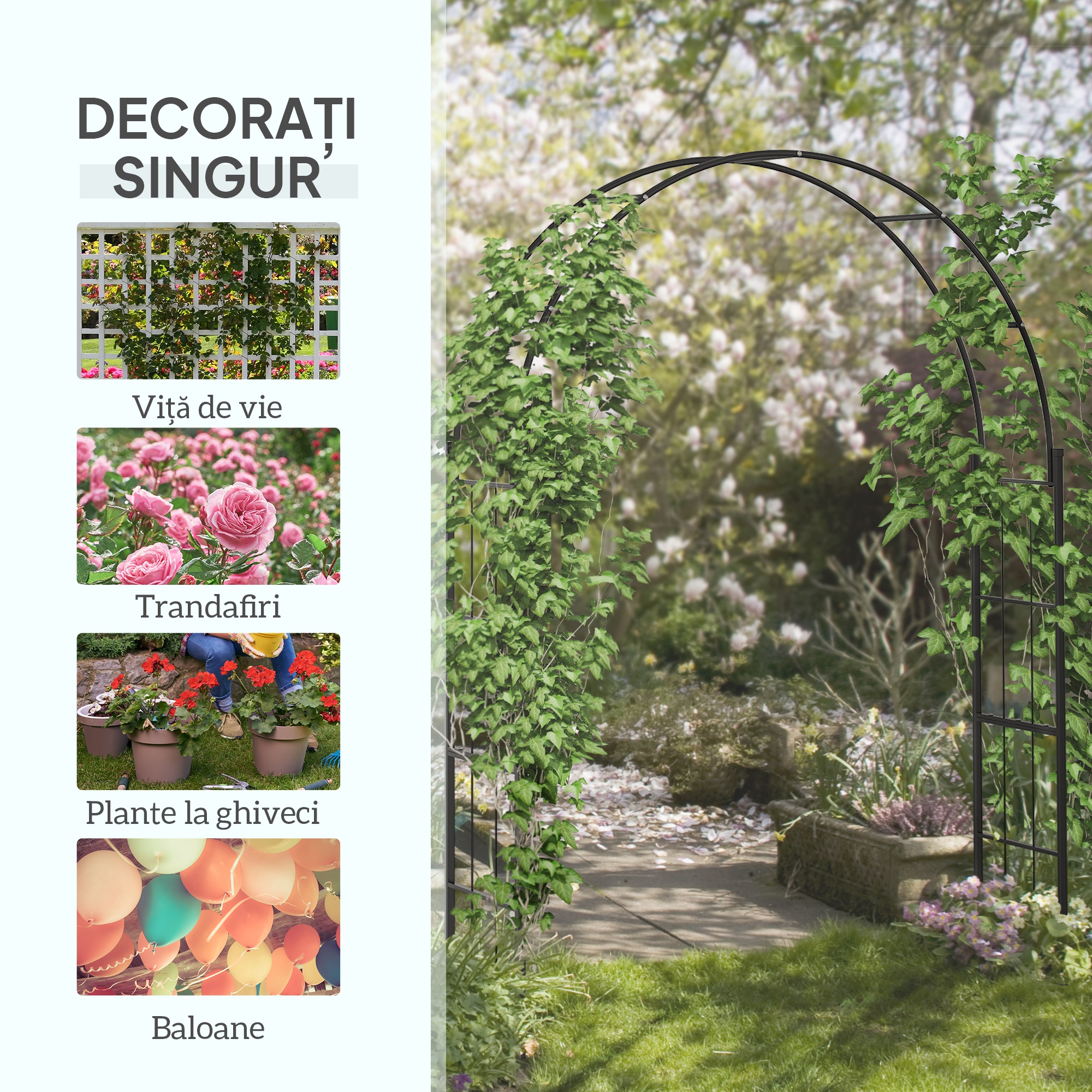  Pergola de Gradina de 2.23 m, Bolta de Nunta pentru Ceremonie, Spalier Ideal pentru Cataratori si Decoratiuni [3]