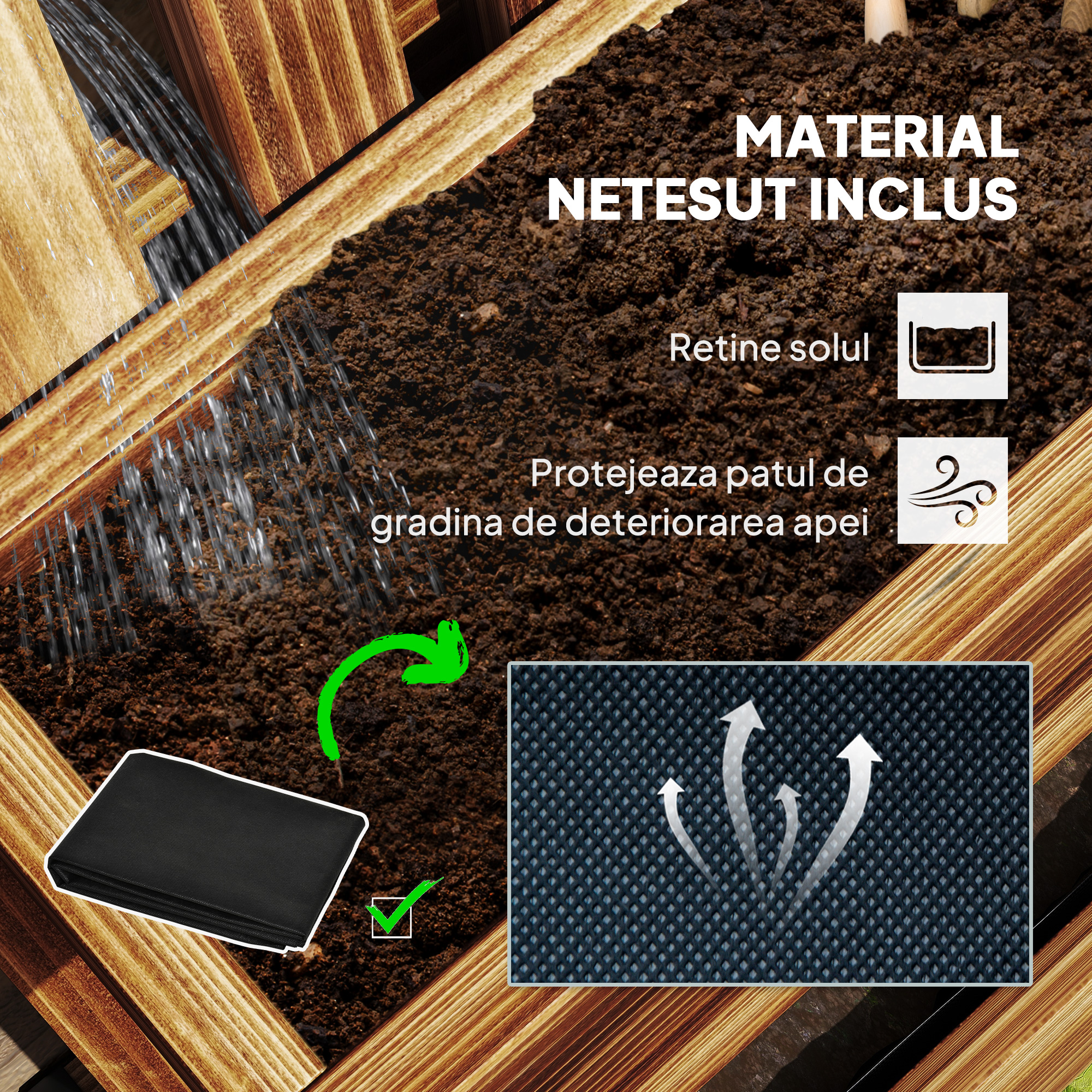  Ghiveci Vertical cu Scanduri si 3 Vase Detasabile, din Lemn de Brad, 60x16x80 cm, Maro Ars [5]