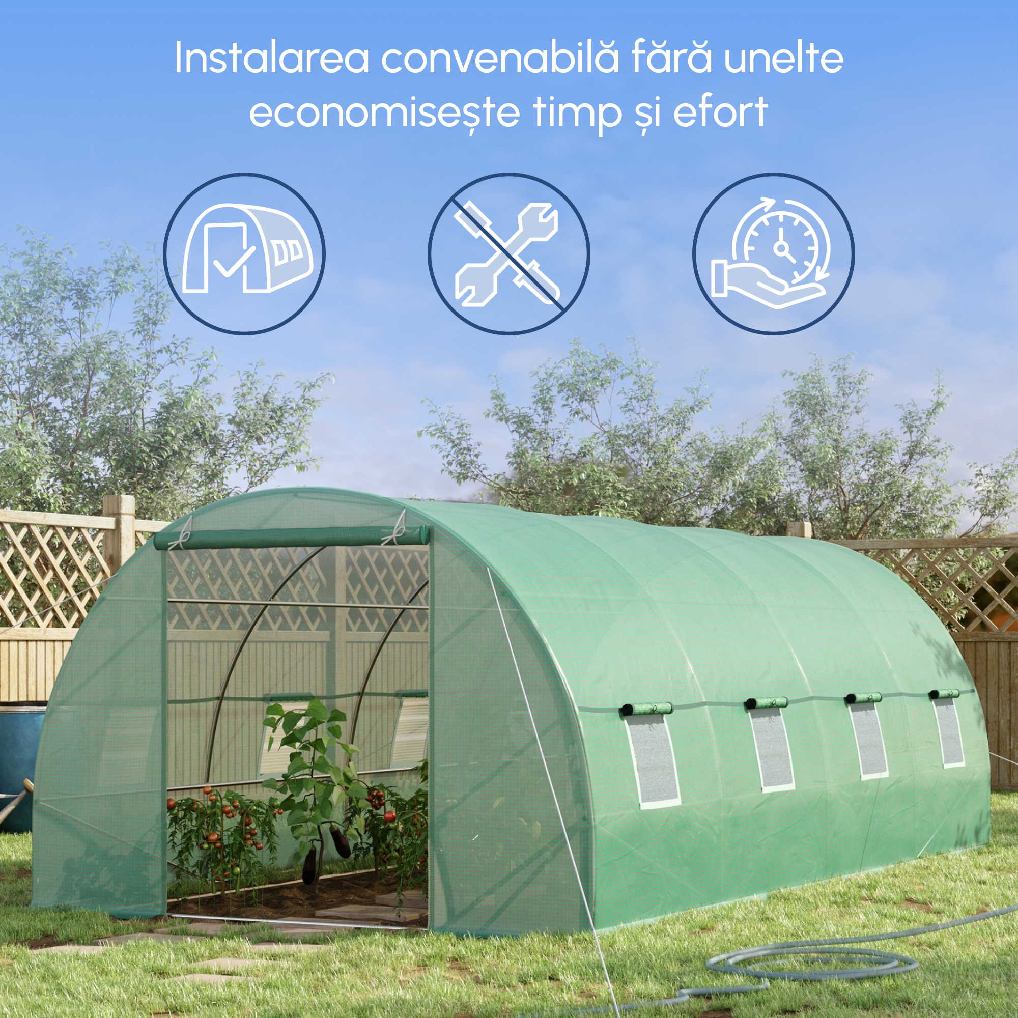  Sera Tip Tunel pentru Plante, Verde, 6x3x2 m [3]