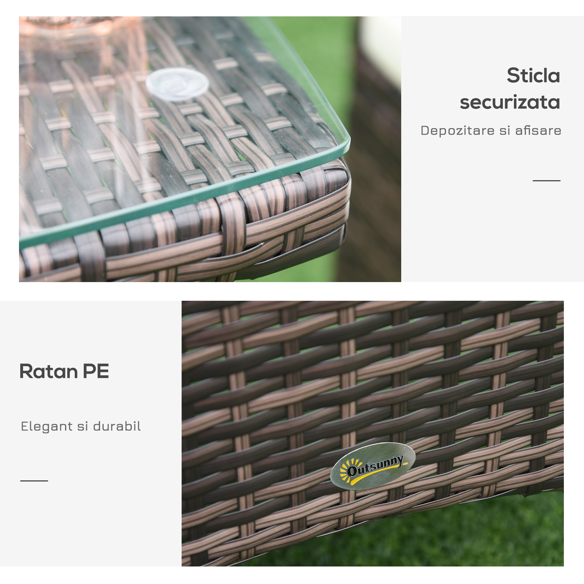  Set Fotolii de Gradina in Rattan cu Masa,Maro [6]