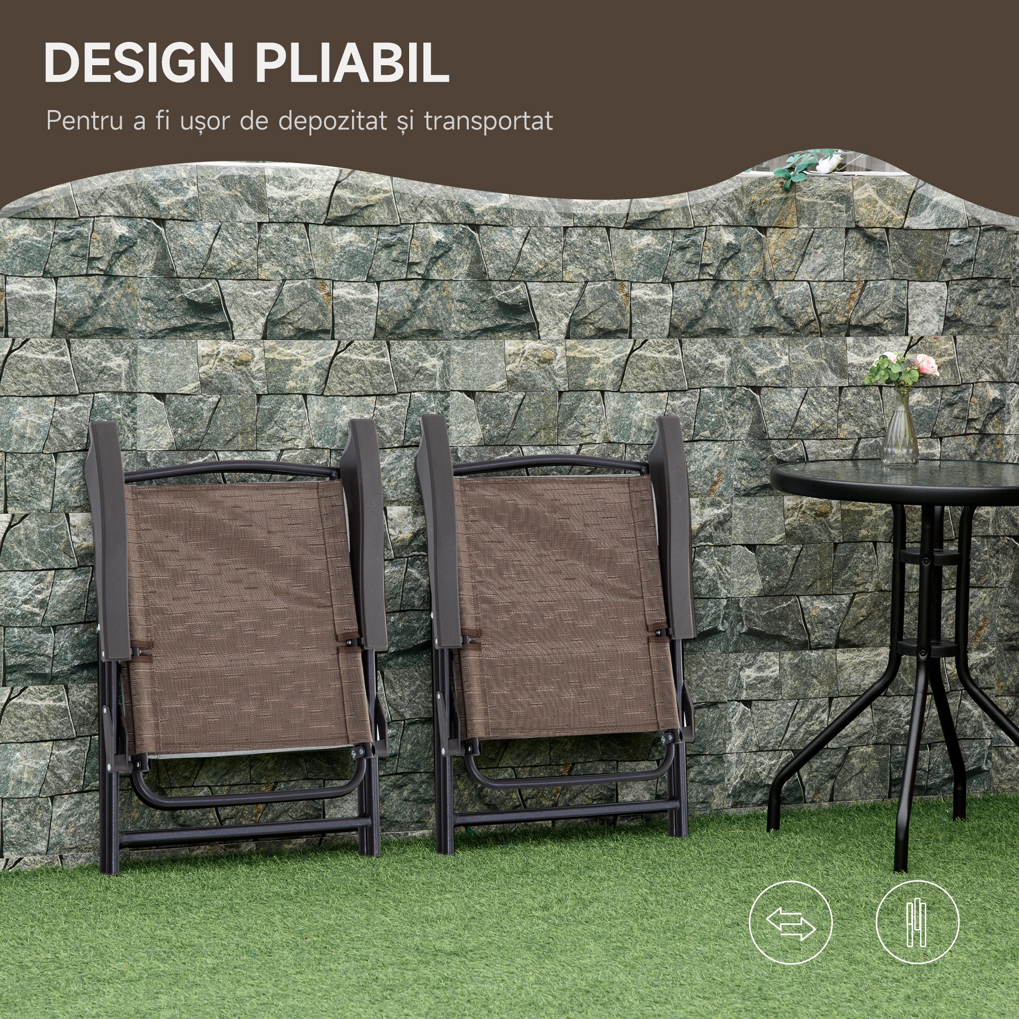  Set de mobilier pentru gradina cu masa din sticla securizata, maro [6]