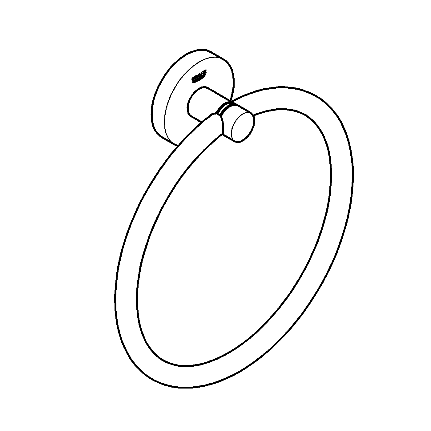 Inel prosop Grohe 40365001, Essentials, tip instalare pe perete, numar orificii instalare 2, pivotanta, crom [4]