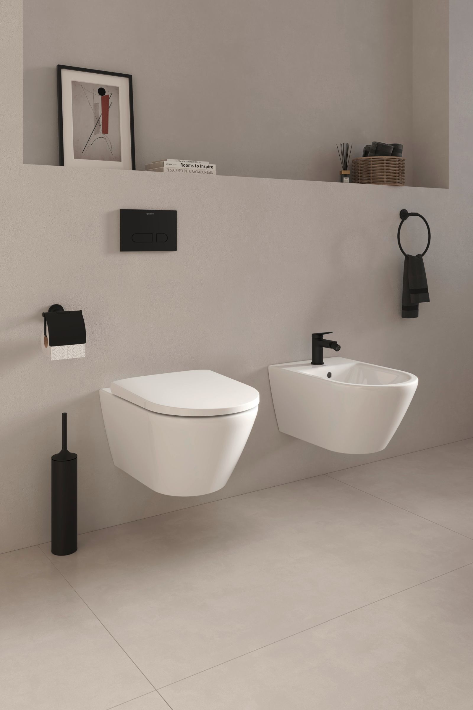 Inel prosop Duravit 0099474600, Stack T, tip instalare pe perete, numar orificii instalare 2, pivotanta, negru [7]