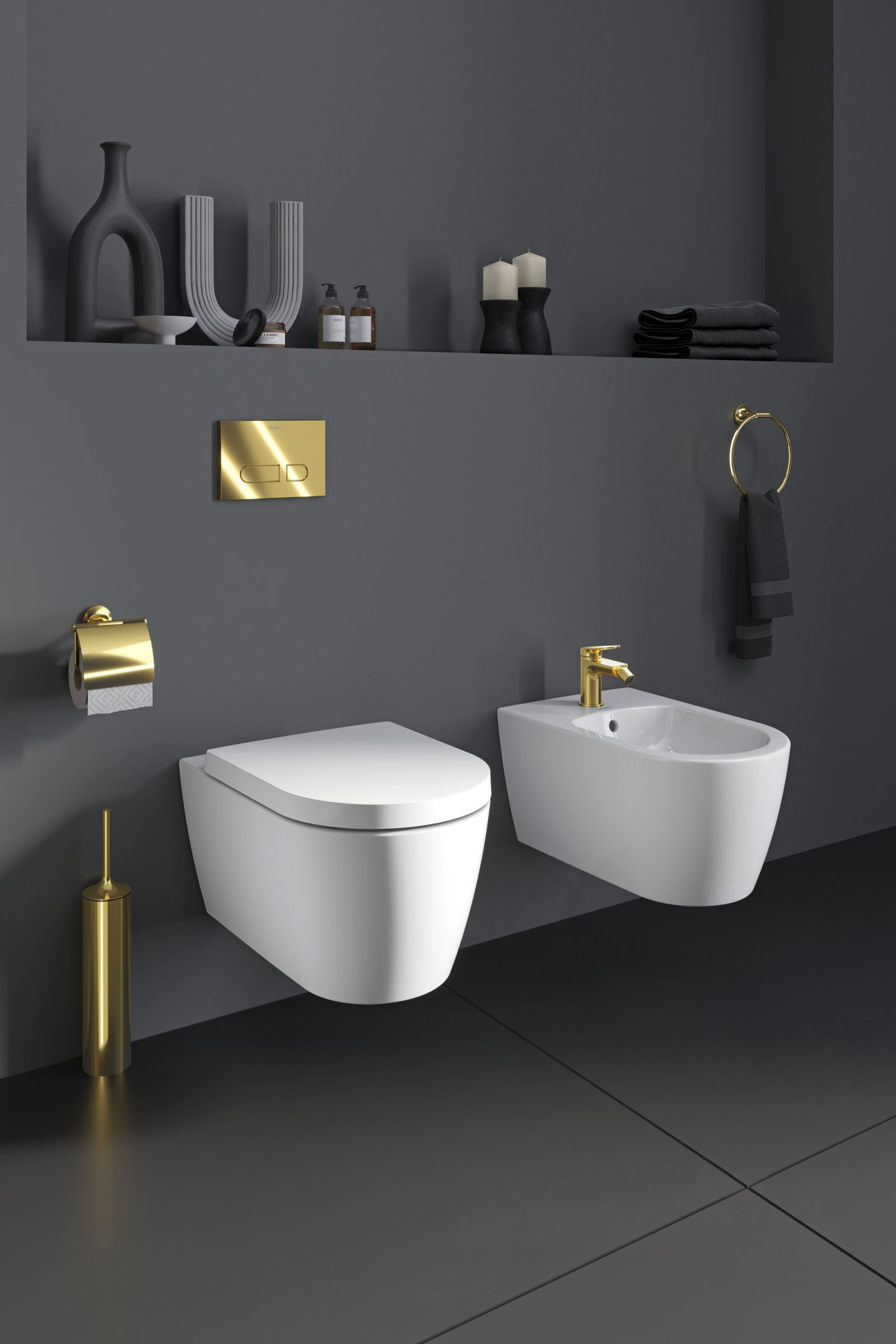 Inel prosop Duravit 0099473400, Starck T, tip instalare pe perete, numar orificii instalare 2, auriu [2]
