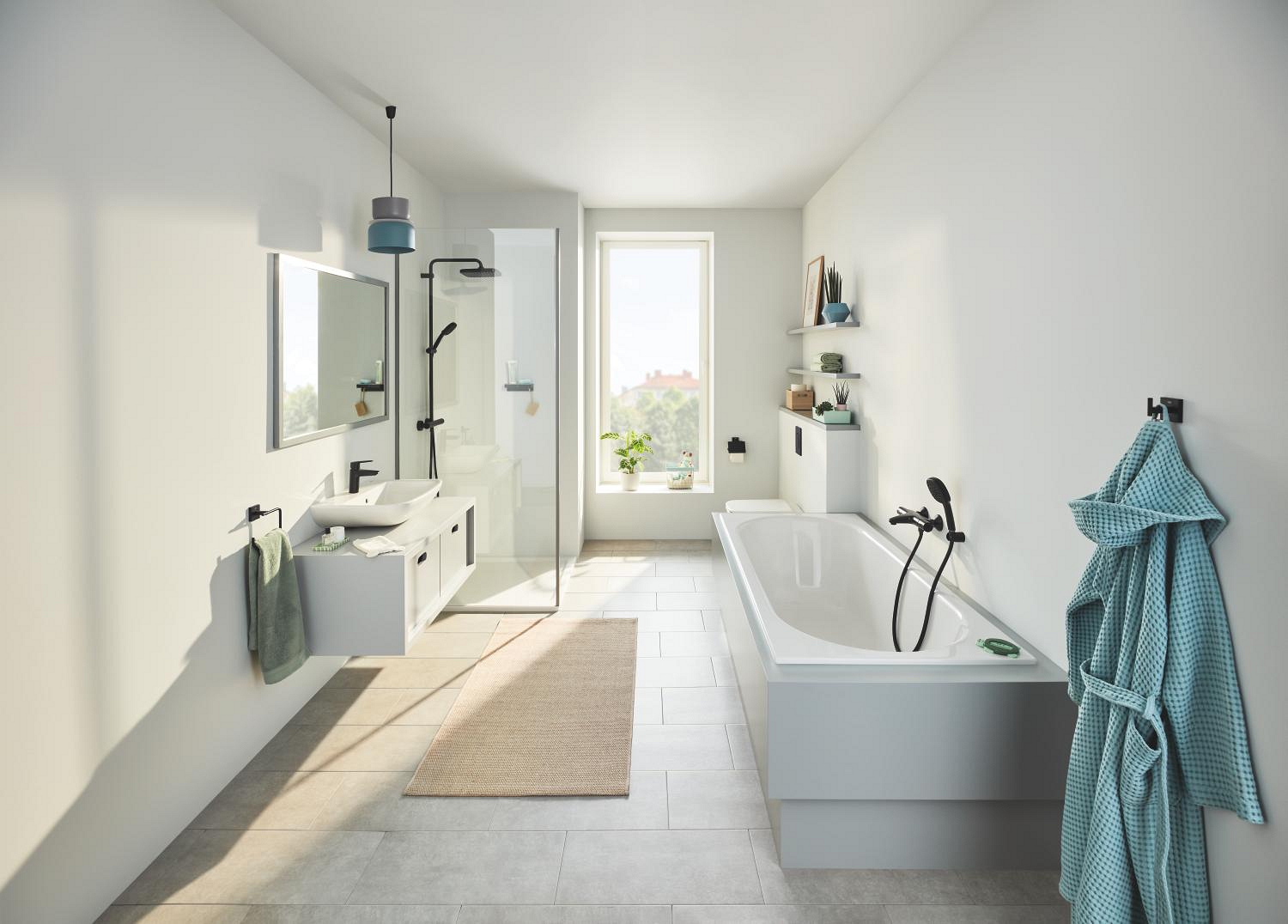 Inel prosop Grohe 409752430, Start Cube, tip instalare pe perete, numar orificii instalare 2, pivotanta, negru [2]