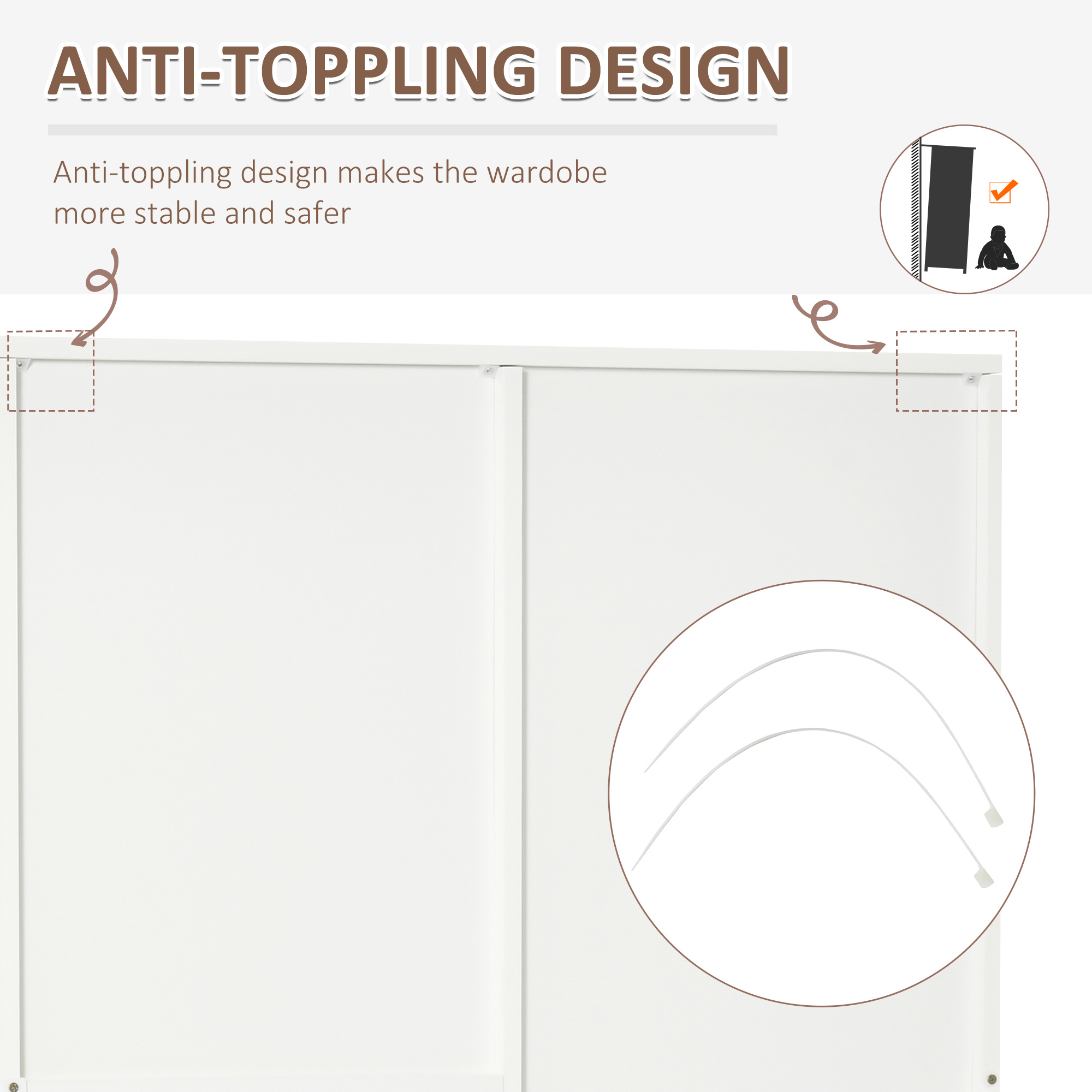  Garderoba Moderna - Alba cu Oglinda, 2 Usi & 3 Sertare [5]