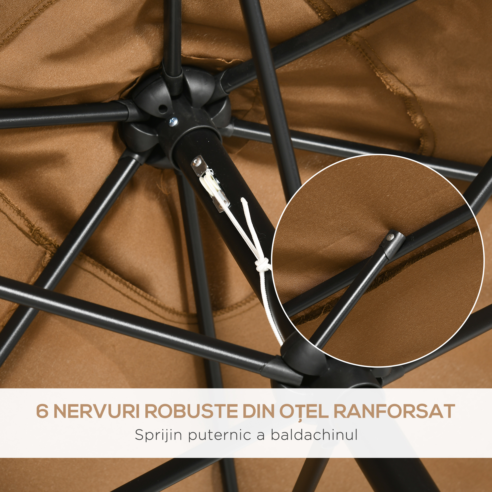  Umbrela de gradina 2x3 m dreptunghiulara cu manivela si unghi reglabil, culoare cafea [6]