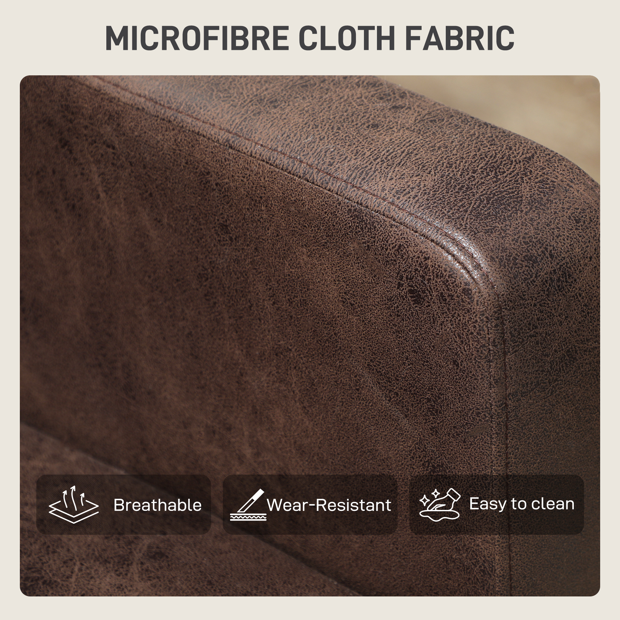  Divan cu 2 Locuri in Material Textil Efect Piele si Picioare din Lemn Maro [6]