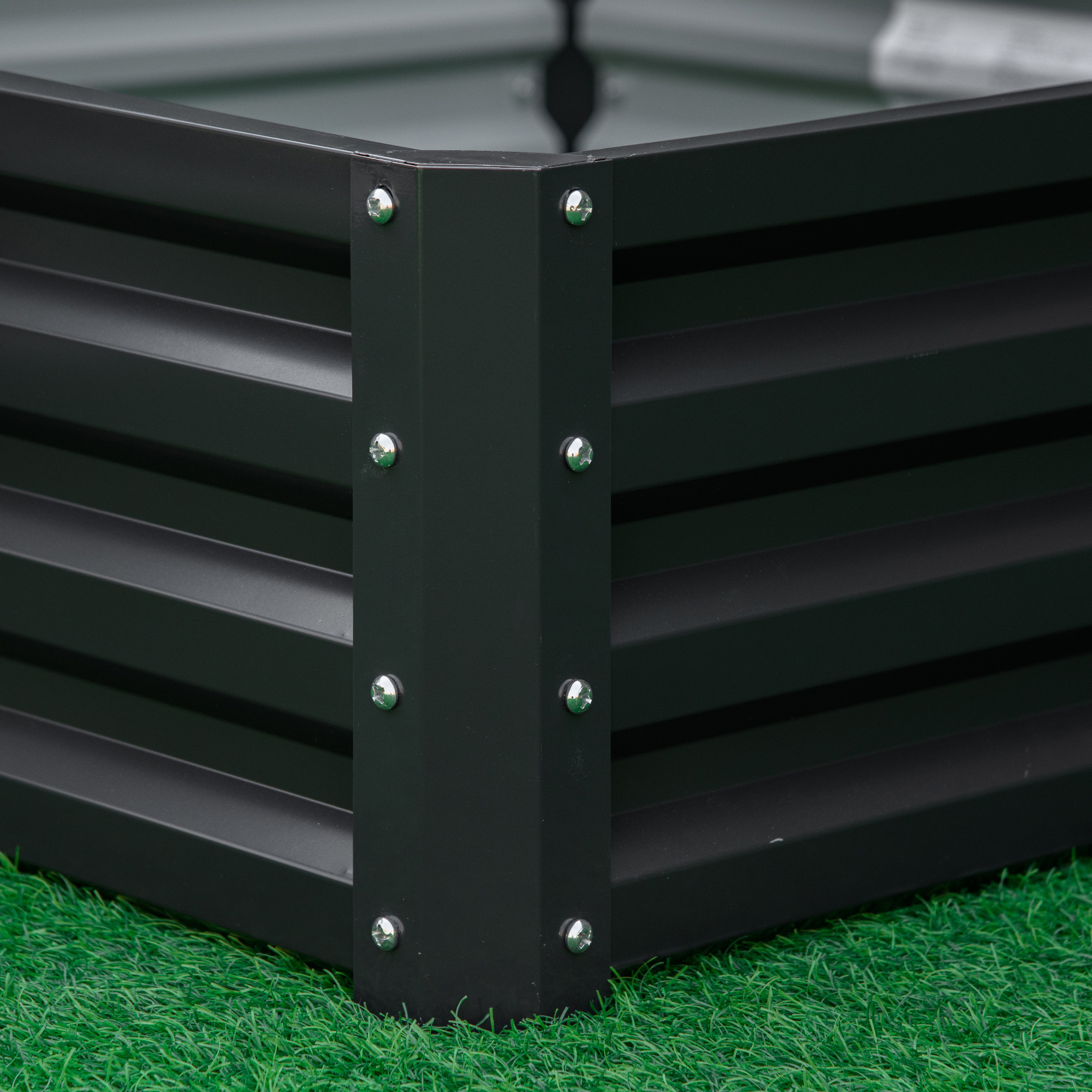  Pat de Gradina Inaltat Galvanizat de 120x120x30cm, Jardiniera Pat Inaltat cu Cadru din Otel pentru Legume, Flori, Plante si Plante Aromatice, Gri [7]