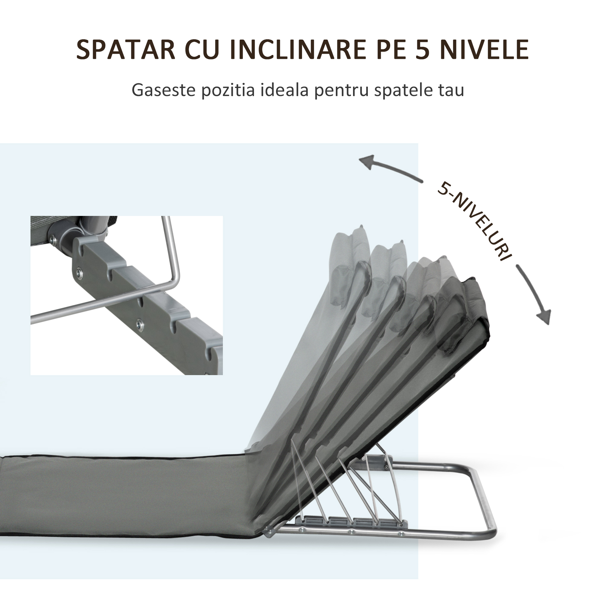  Set 2 Saltele de Plaja Pliabile cu Spatar Reglabil [3]