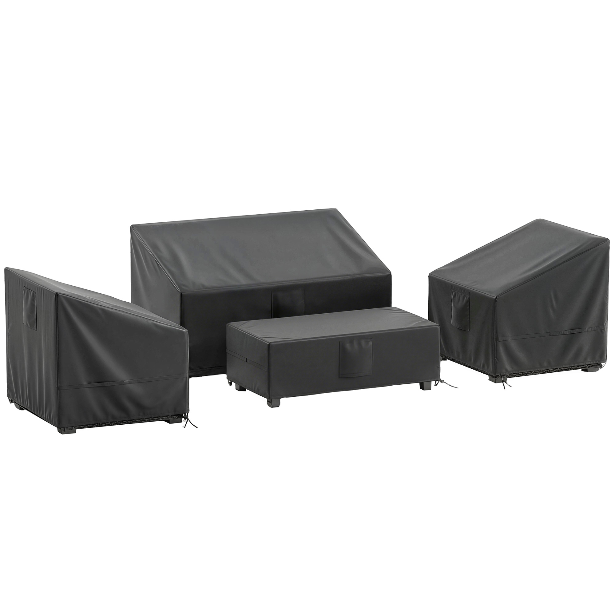Gradina & balcon -  Huse pentru Mobilier de Gradina 4 Piese, Impermeabile, Negru