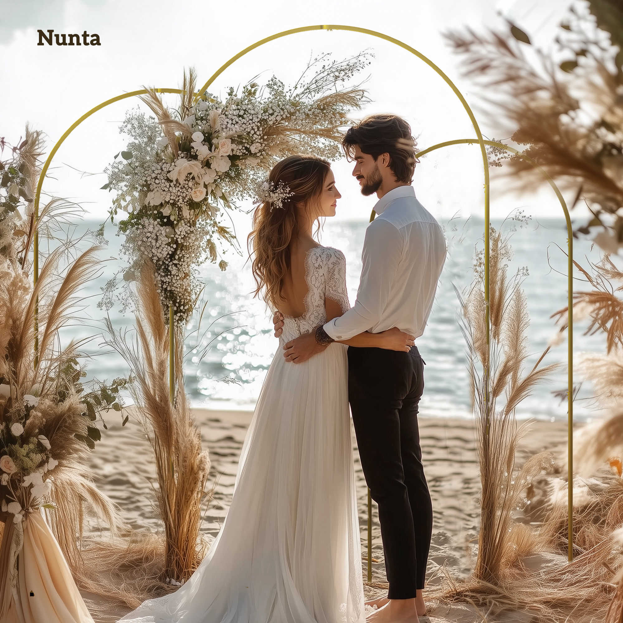  Set de 3 Arcade de Gradina pentru Nunti, 120x40x220 cm, Auriu [5]