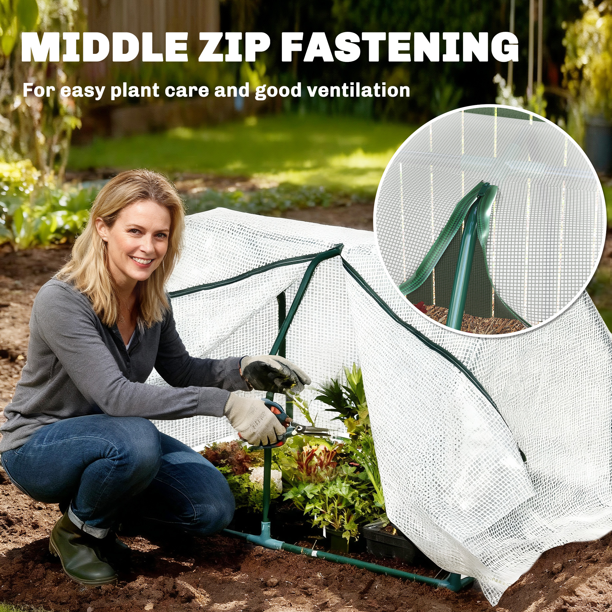  Sera Mini pentru Gradina si Balcon din Plastic PE si Otel, cu inchidere cu Fermoar, 99x71x60 cm [5]