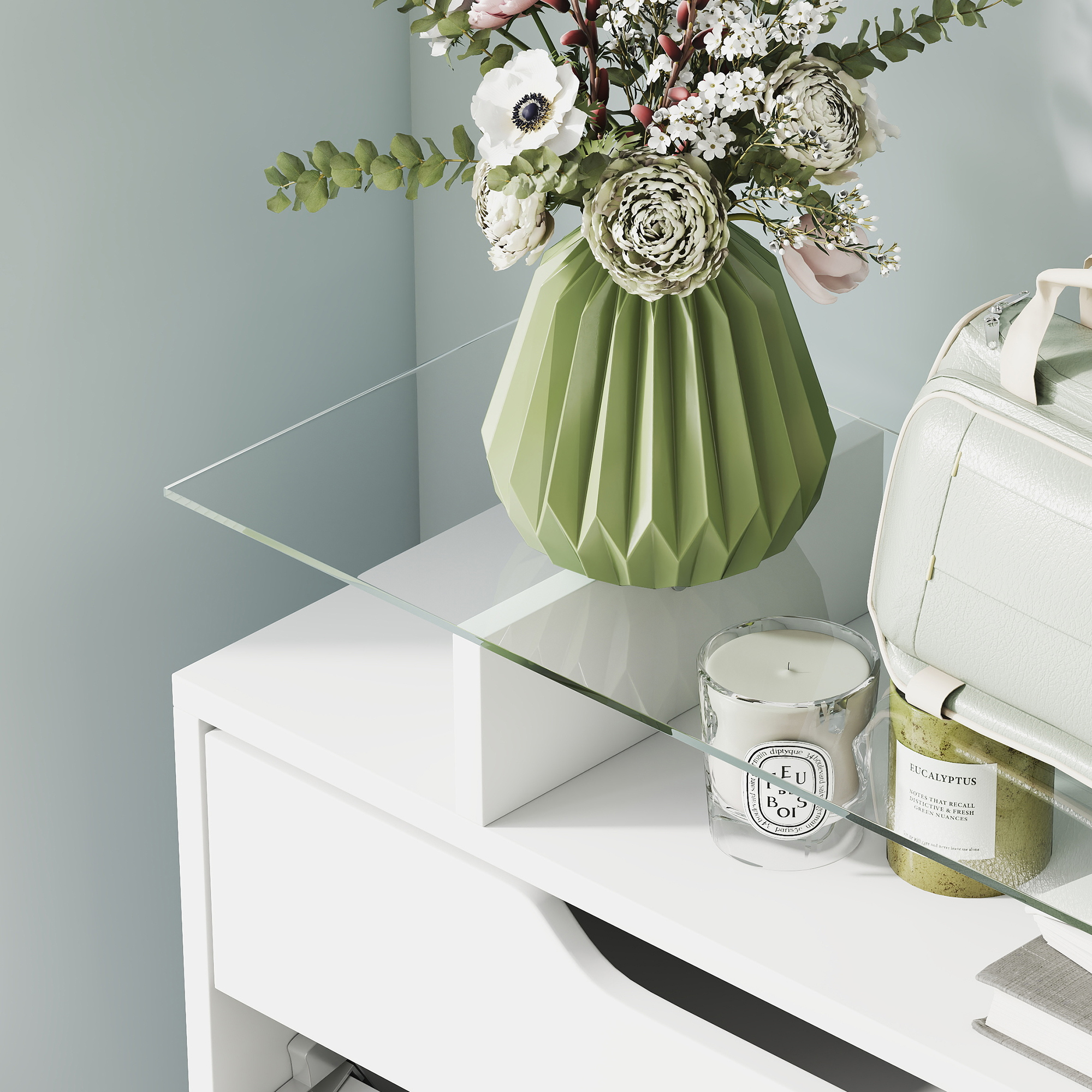  Suport Pantofi Modern - 16 Perechi, 2 Sertare & Raft Sticla [6]