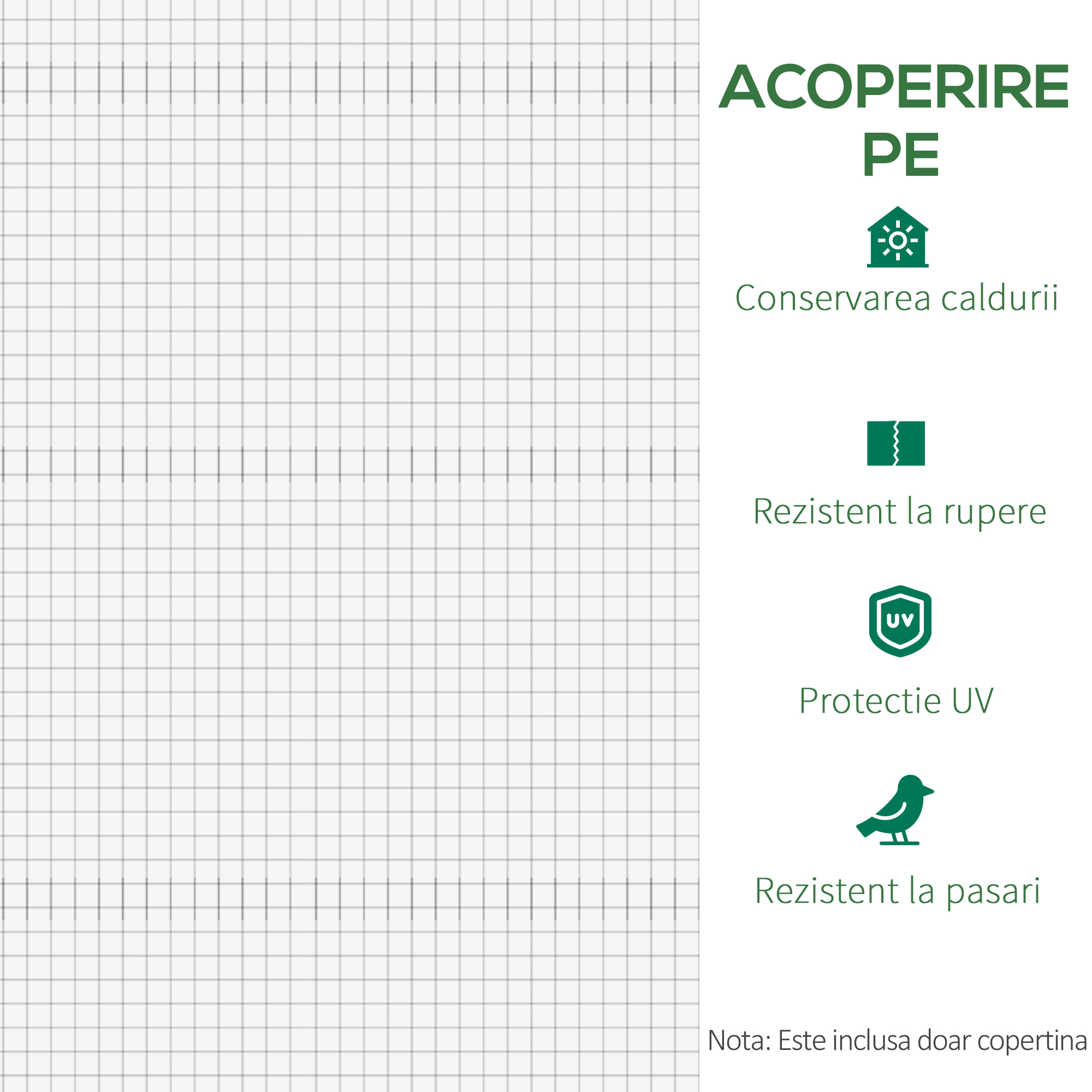  Folie pentru Sera cu 12 Ferestre, Usa Rulabila si Margini ingropate, 3x2x2 m, Alb [5]