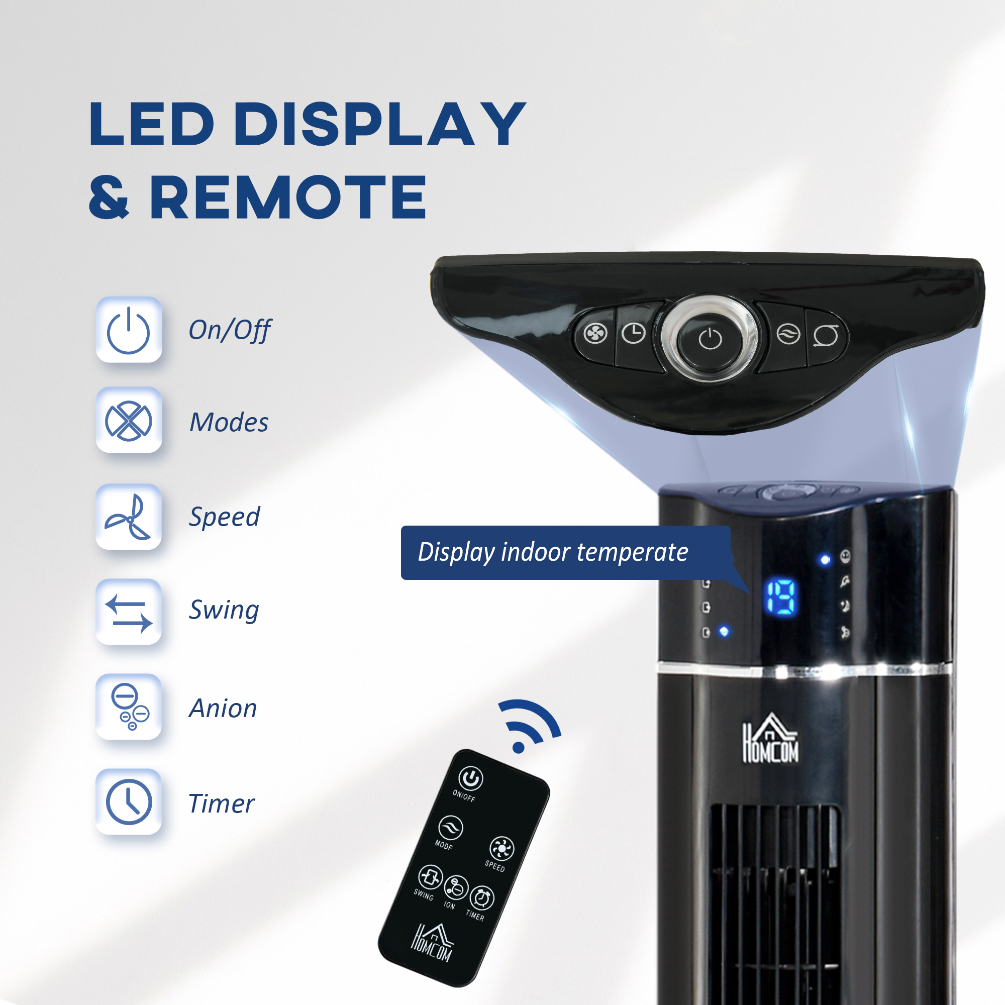  Ventilator pe coloana 60W cu 3 viteze, 3 moduri si temporizator 8h, din ABS, Ø32x106,8 cm, negru [6]