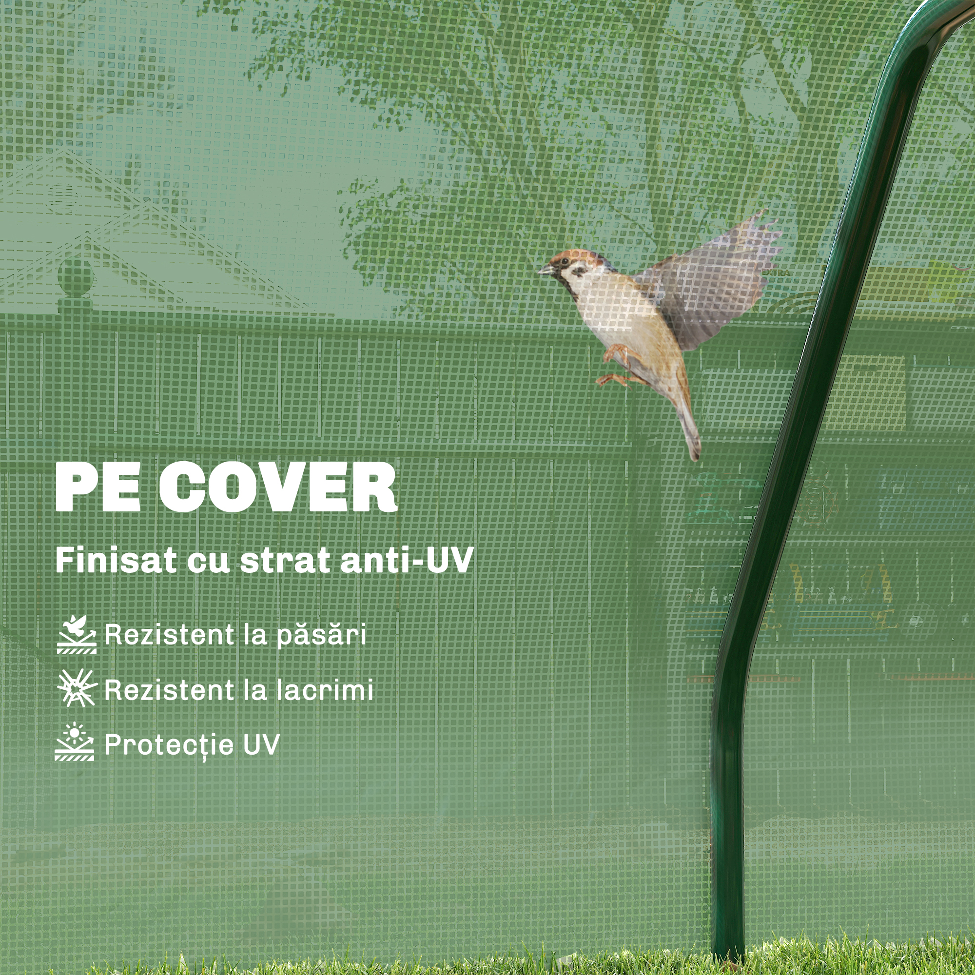 Sera Tunel  din Otel si cu Capac din PVC, 200x100x80 cm, Transparent si Verde [3]