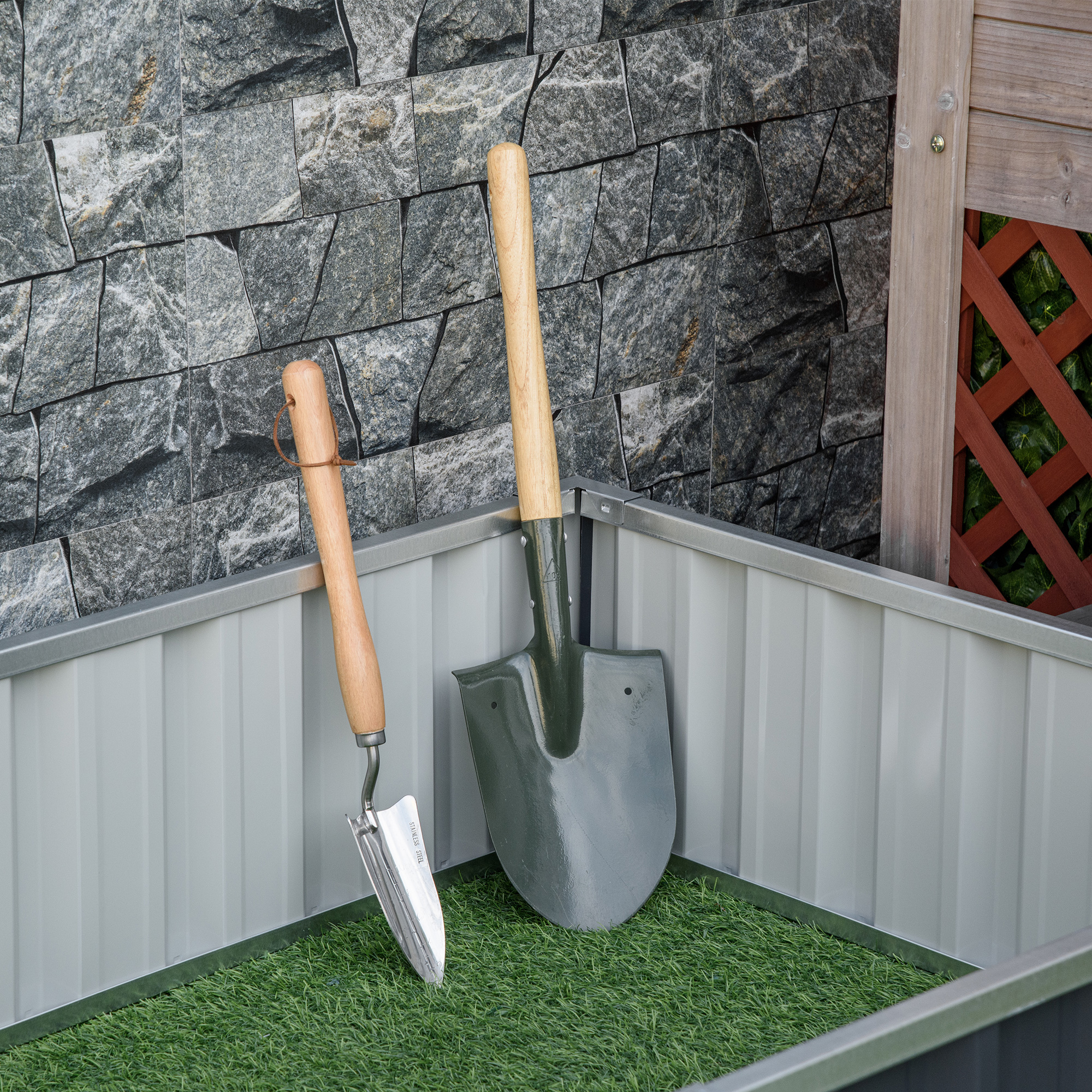  Pat de Gradina Inaltat din Tabla de Otel, 174x90x30cm [7]