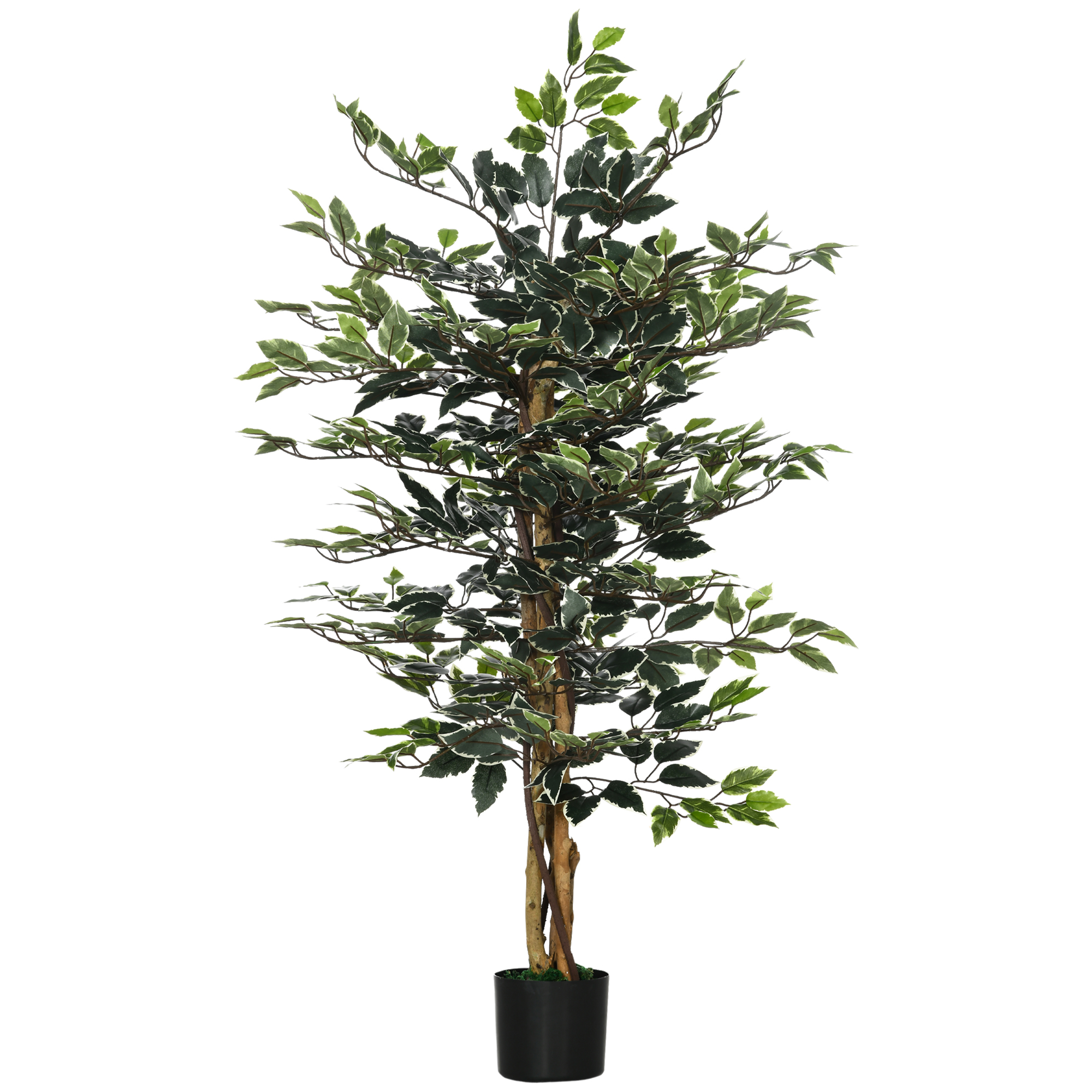 Living & hol -  Ficus artificial in ghiveci cu 702 frunze multicolore, Plante artificiale pentru interior si exterior, pentru decorarea casei, biroului, camerei de zi, 130 cm