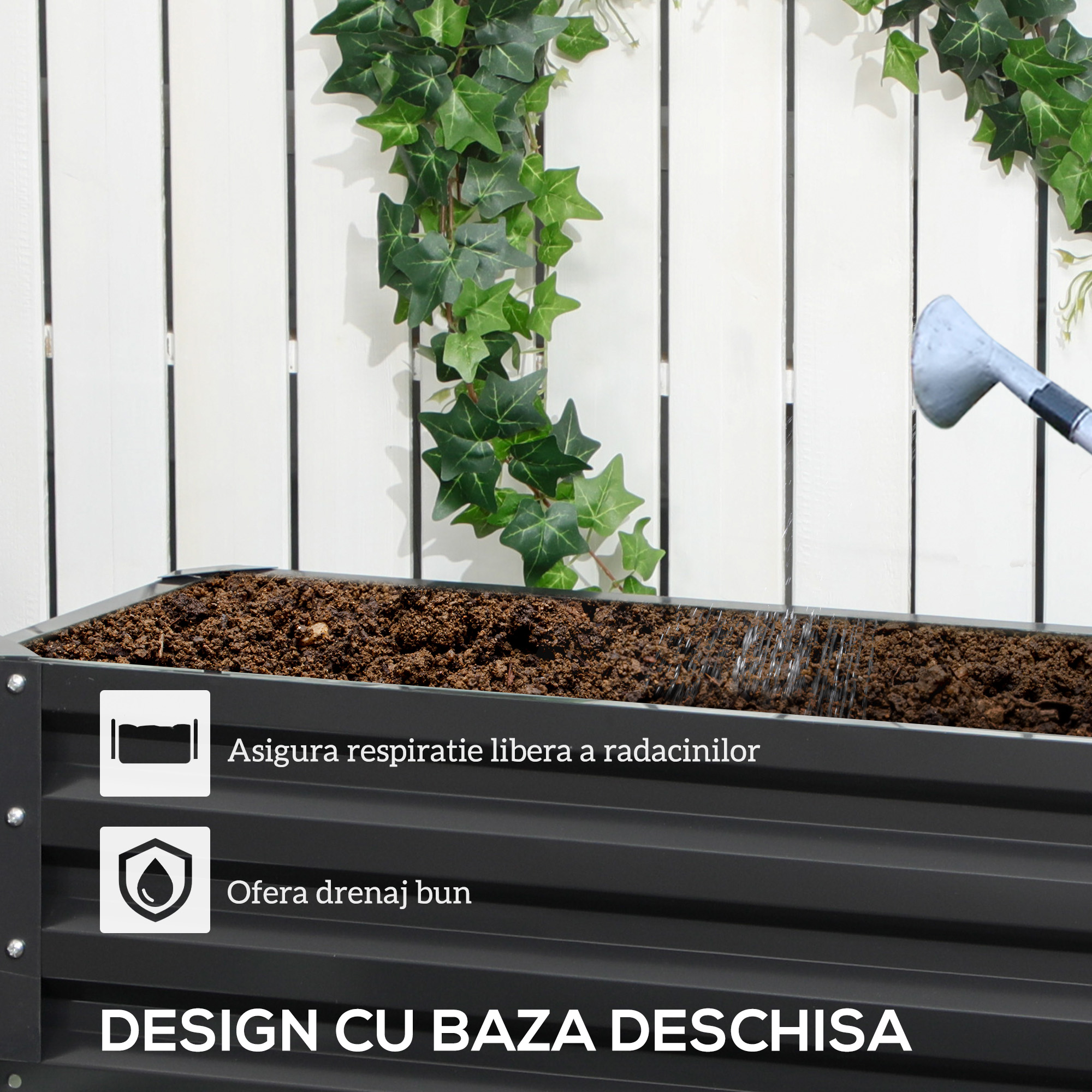 Jardiniera pentru Plan de Cultivare inaltat pe 2 Niveluri din Otel, Jardiniera Supraetajata cu Parte Inferioara Deschisa [4]