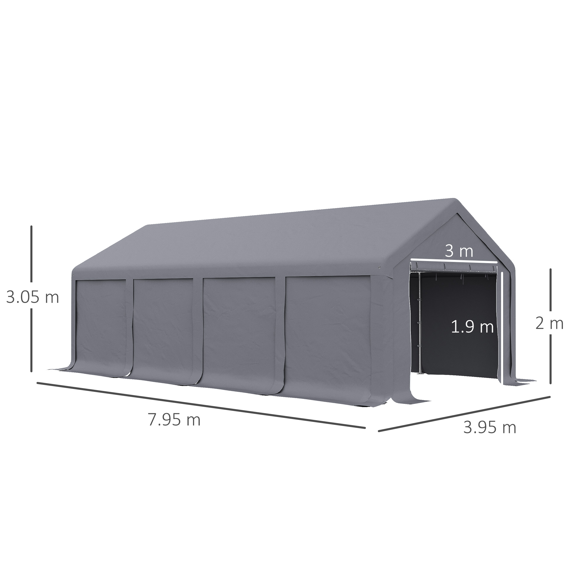  Cort de petrecere 4 x 8 m pentru exterior, Cort pavilion , Gri inchis [2]