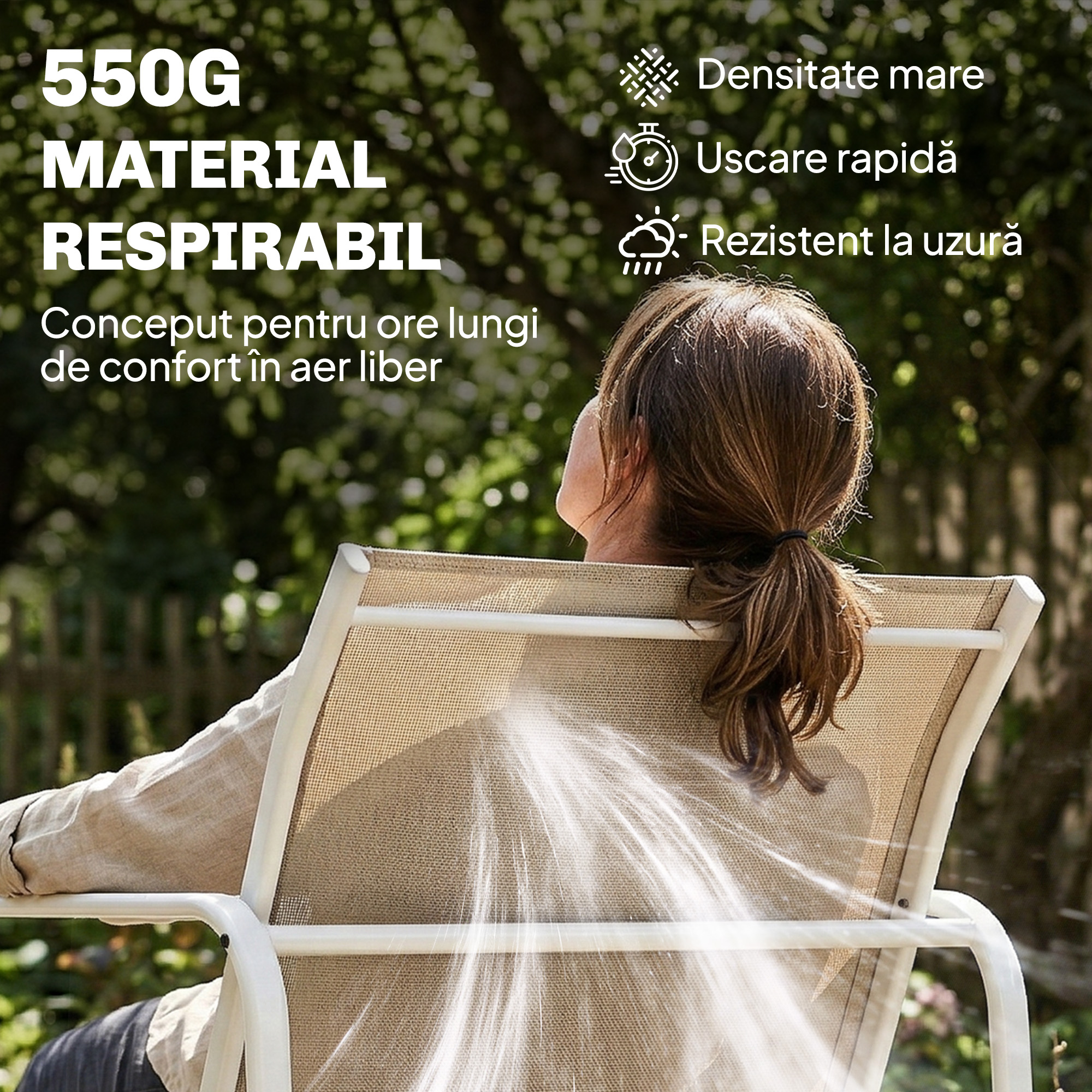  Set Mobilier de Gradina 4 Piese cu Canapea, Fotolii si Masa, Kaki si Alb [4]