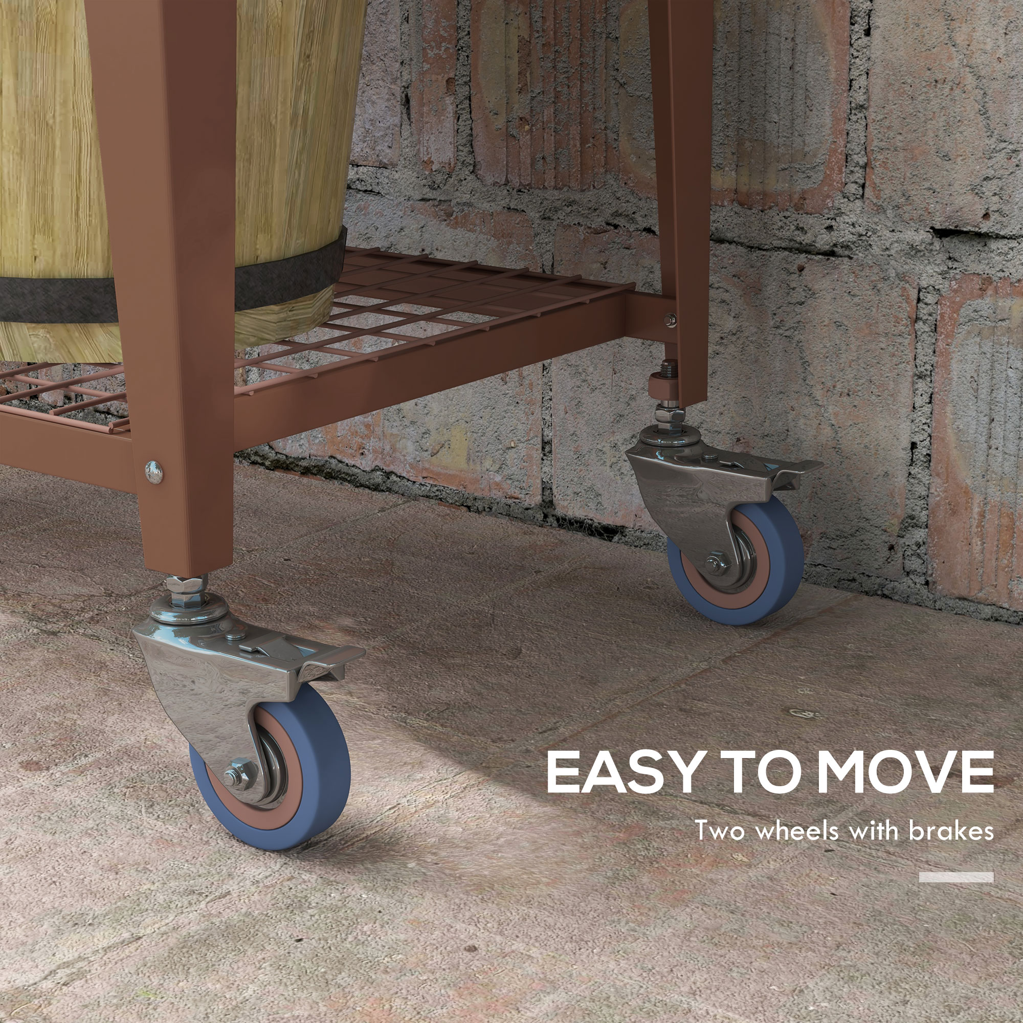  Furca de gradina inaltata cu mini sera pentru plante, roti si raft, 80x40x120cm, maro [5]