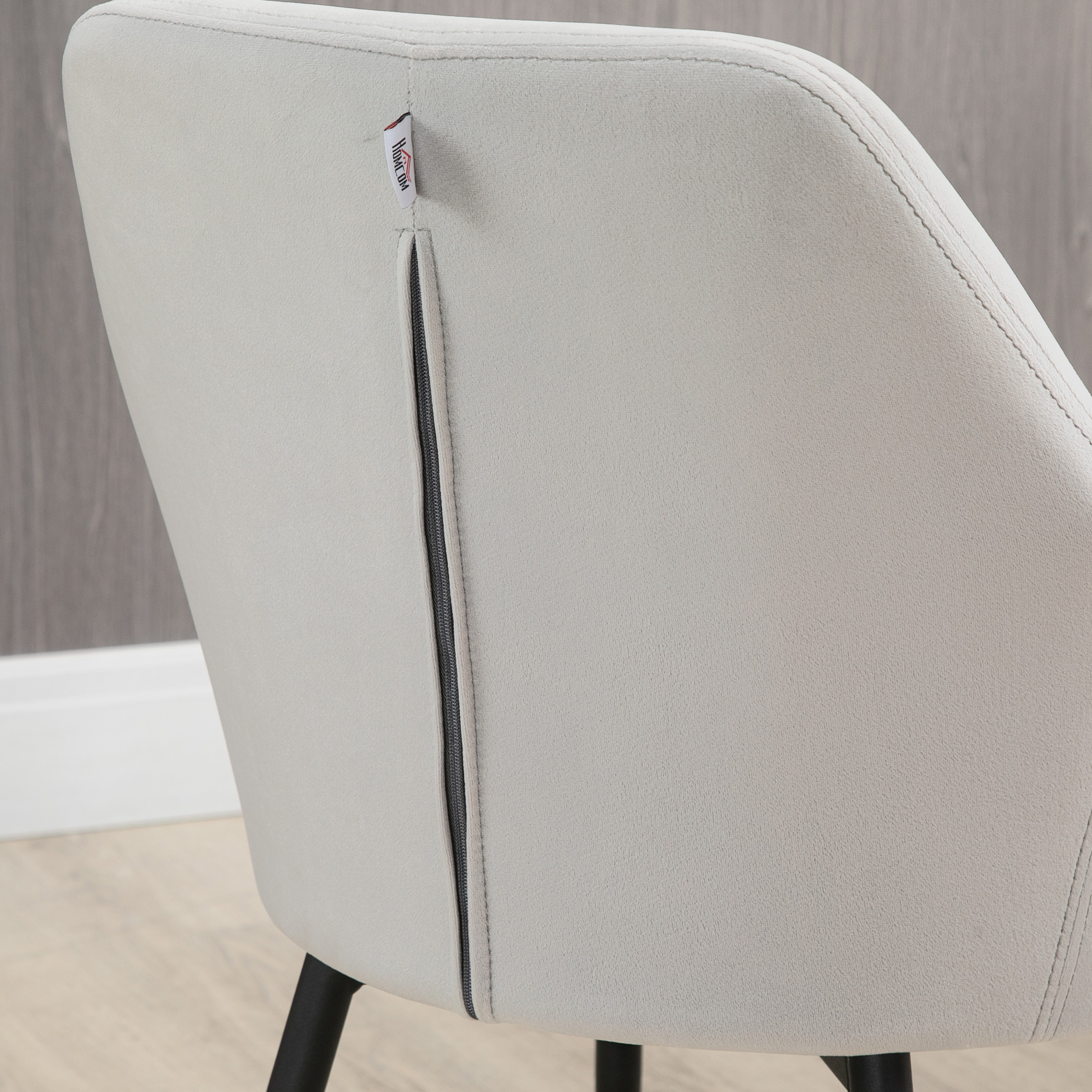  Set de 2 scaune de sufragerie, decorative din material textil din catifea, gri deschis [8]