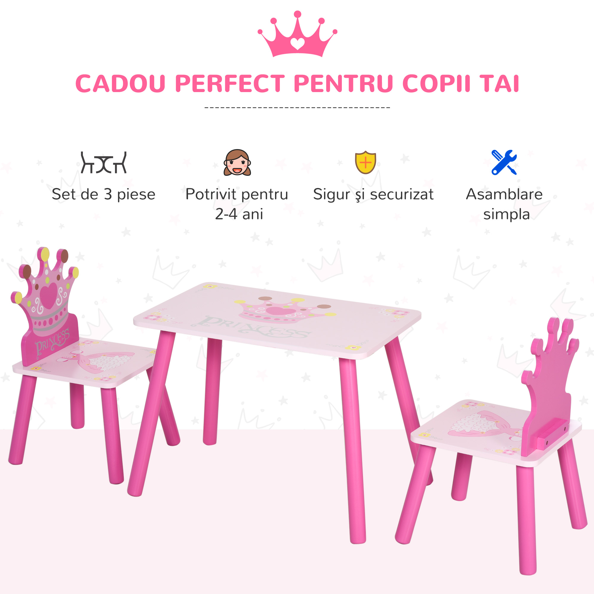  Set Masa si Scaune Copii - Design Printesa, 3-8 Ani [5]