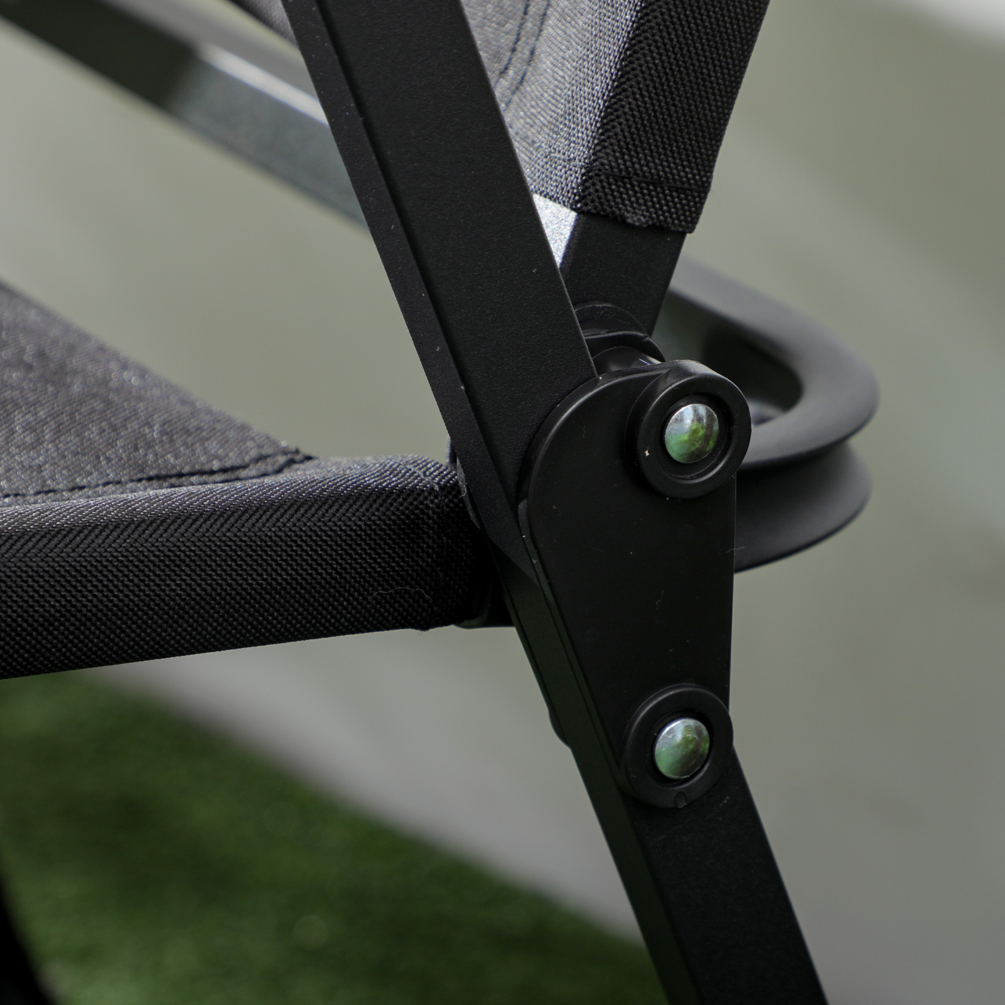  Set 2 Scaune de Exterior Pliabile cu Brate din Material Textil Oxford si Otel, Negru [8]