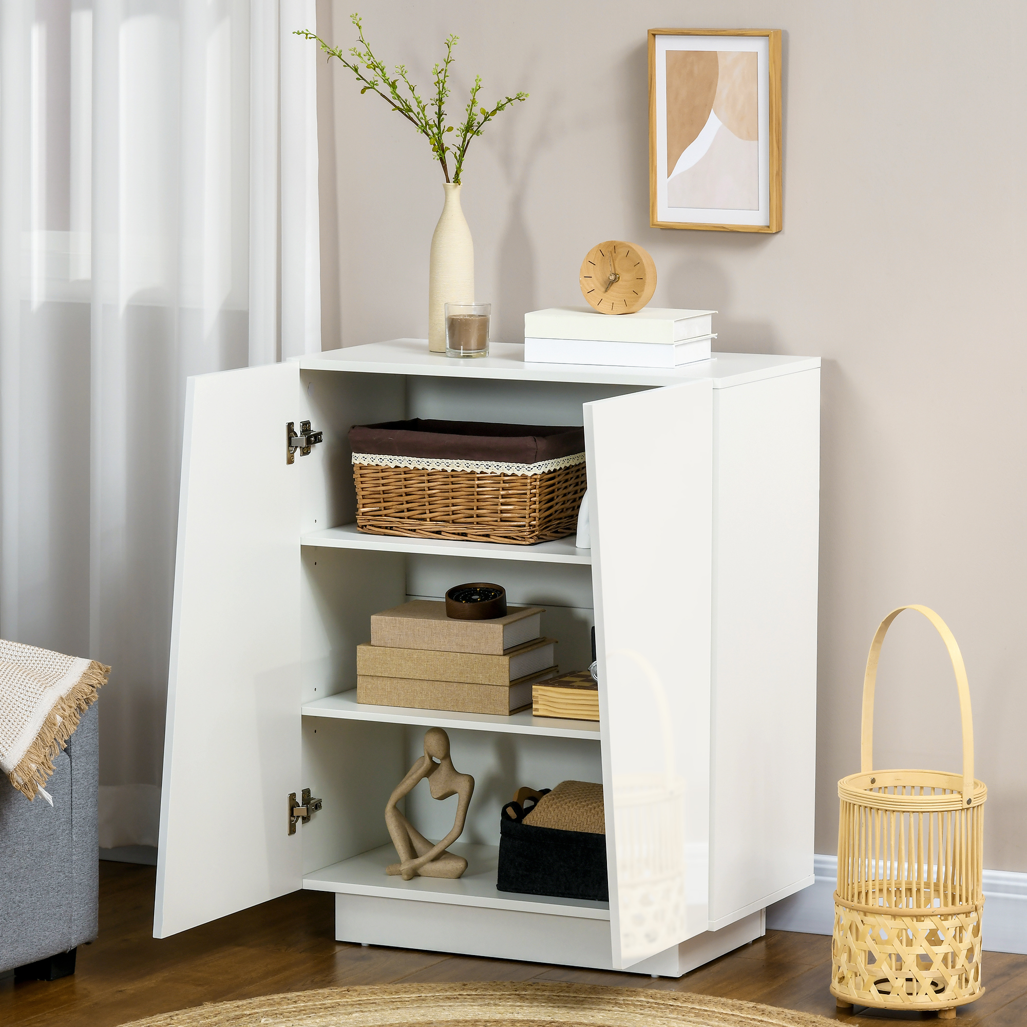  Dulap Alb 70×40×88 cm - Multifunctional cu Polita Reglabila [6]