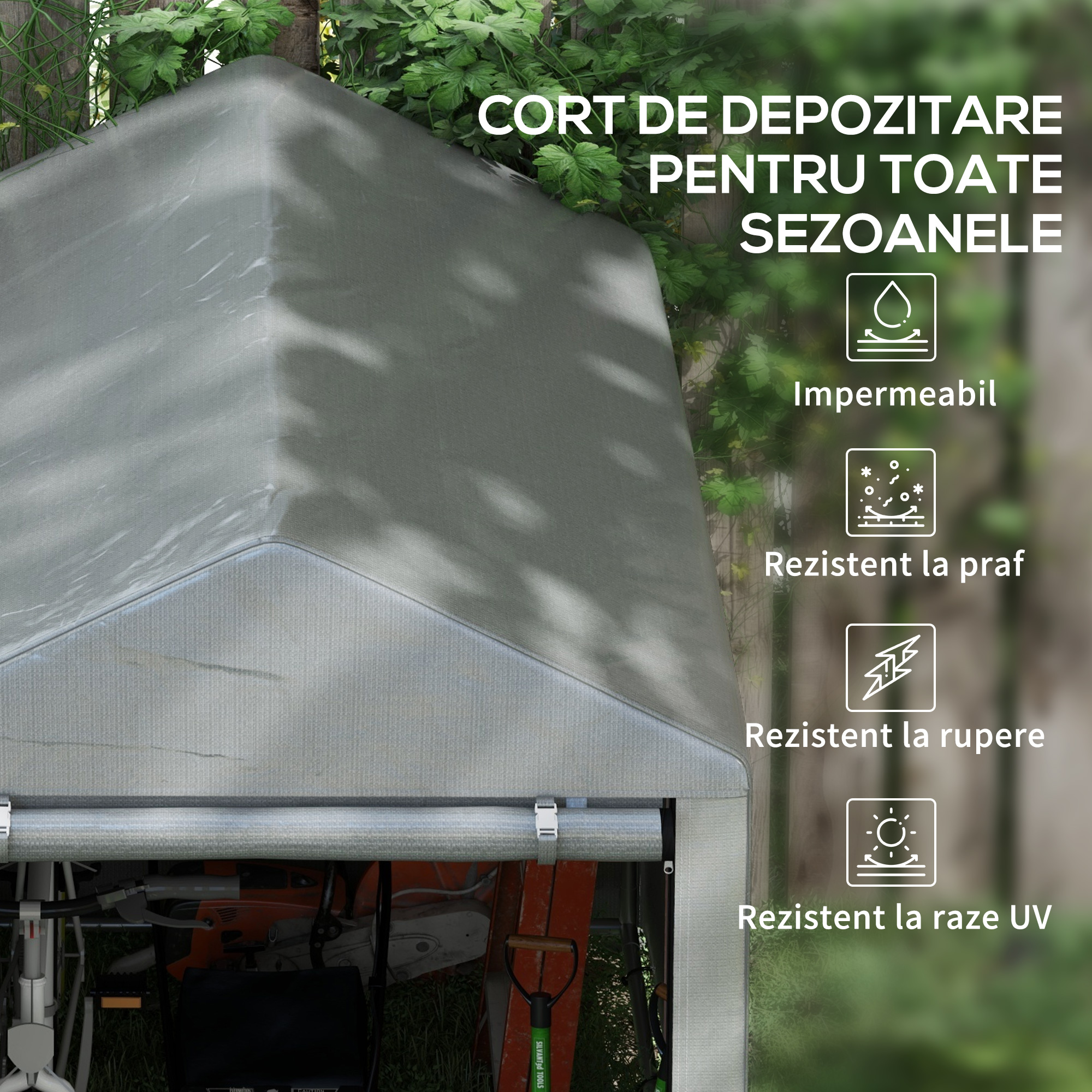 Cort Garaj Moto 120×179×165 cm - Cu Fermoar, Protectie Exterior [3]