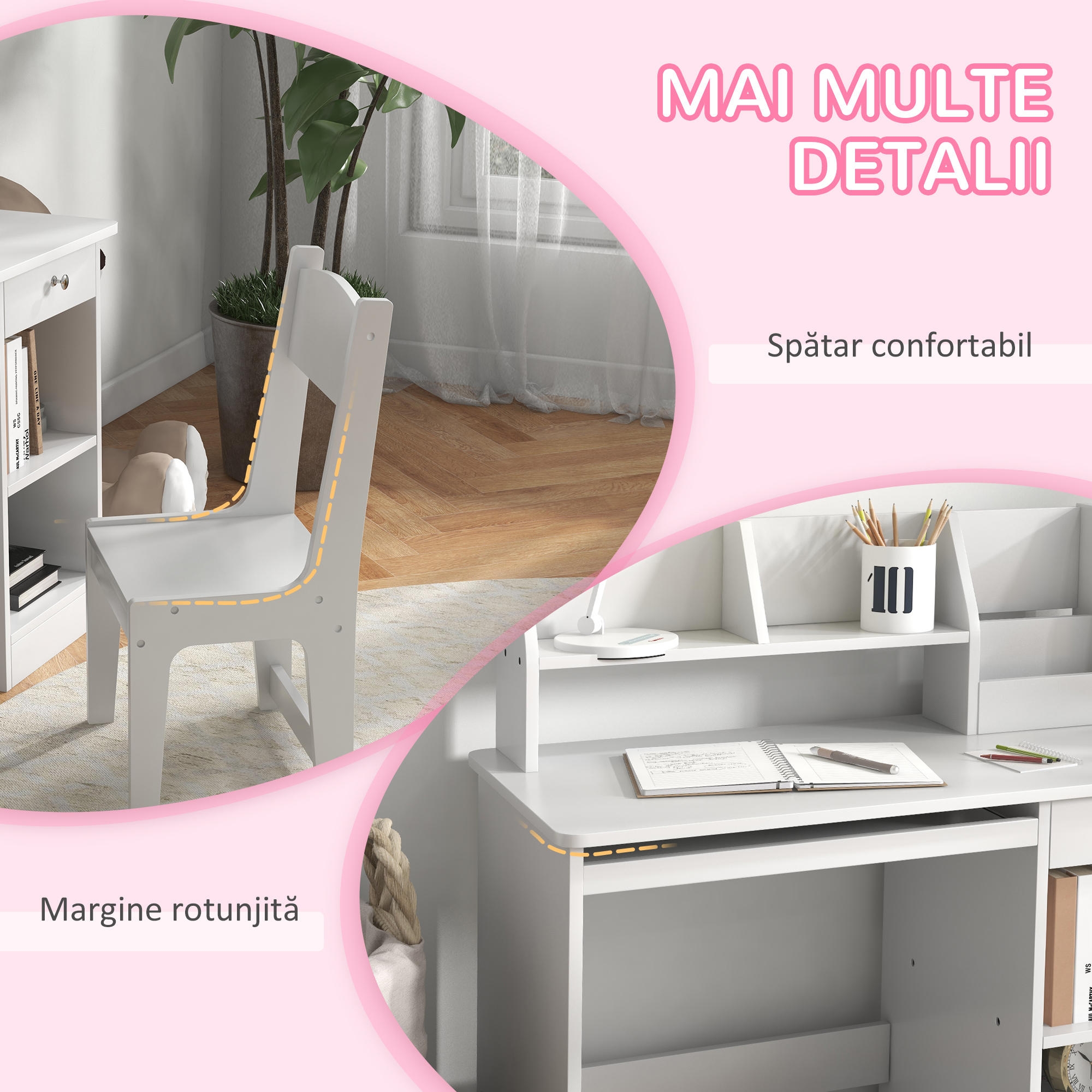  Masa & Scaun Birou Lemn - Copii 5-8 Ani, Stil scolar [6]