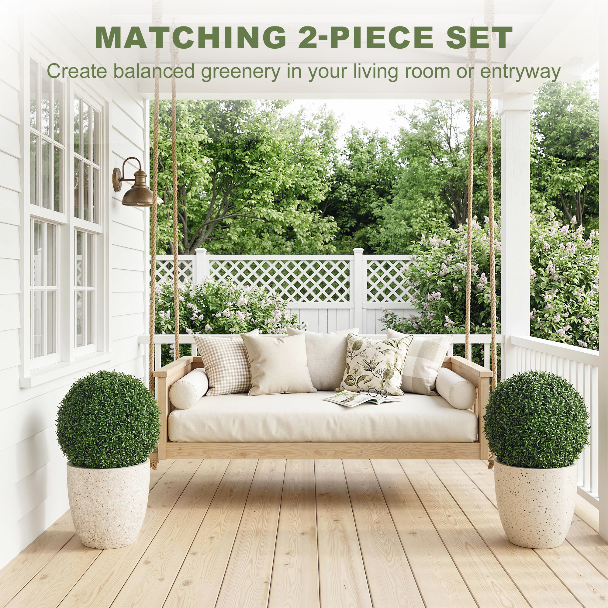  Plante Decorative Artificiale din Buxus cu 682 de Frunze, Rezistente la UV, inaltime 42 cm [3]