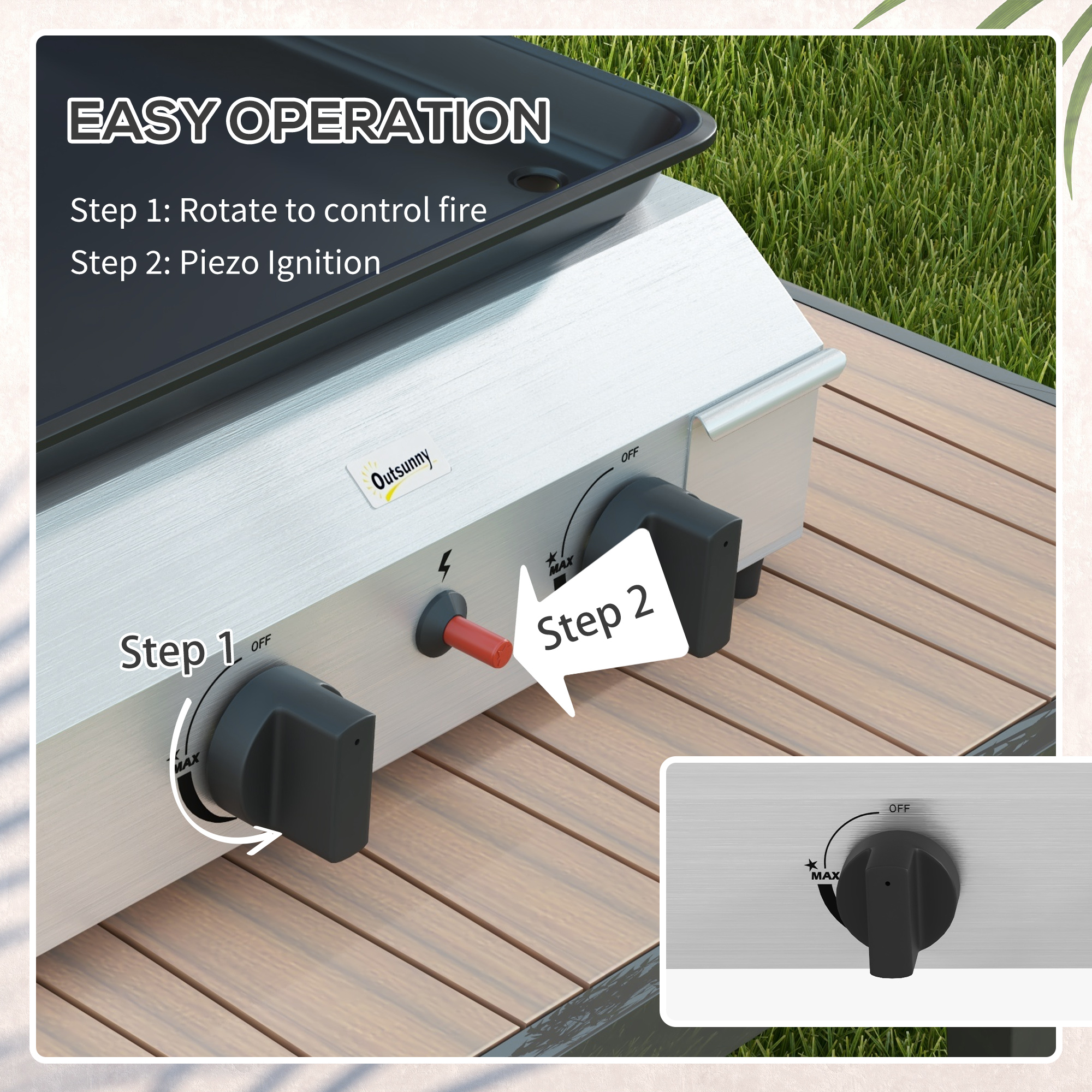  Plita de gratar pe gaz cu 2 arzatoare, suprafata antiaderenta si putere de 4,8 kW, argintiu [4]