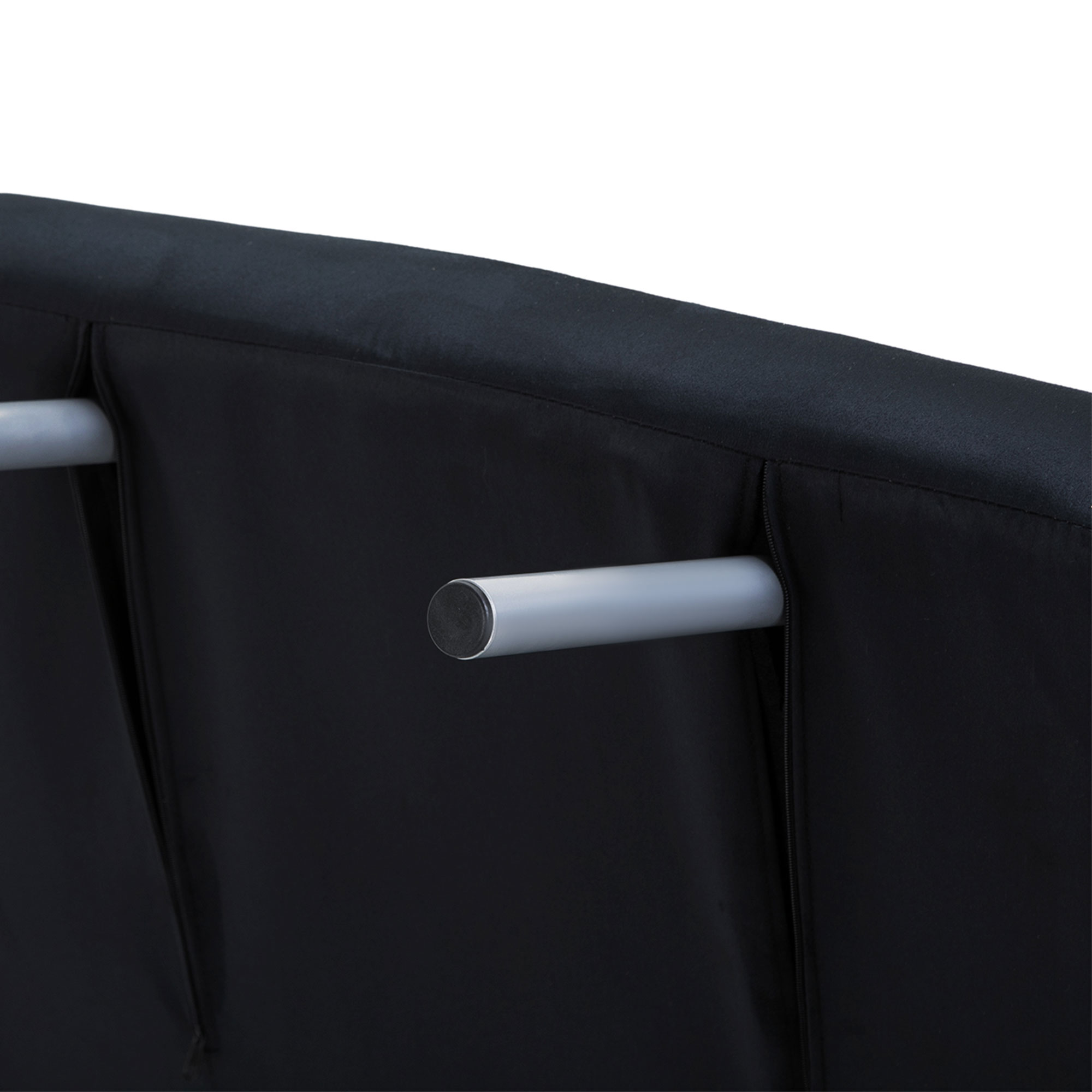  Fotoliu Pat cu Spatar Reclinabil pe 5 Niveluri si Perna, 65x77x80 cm, Negru [7]